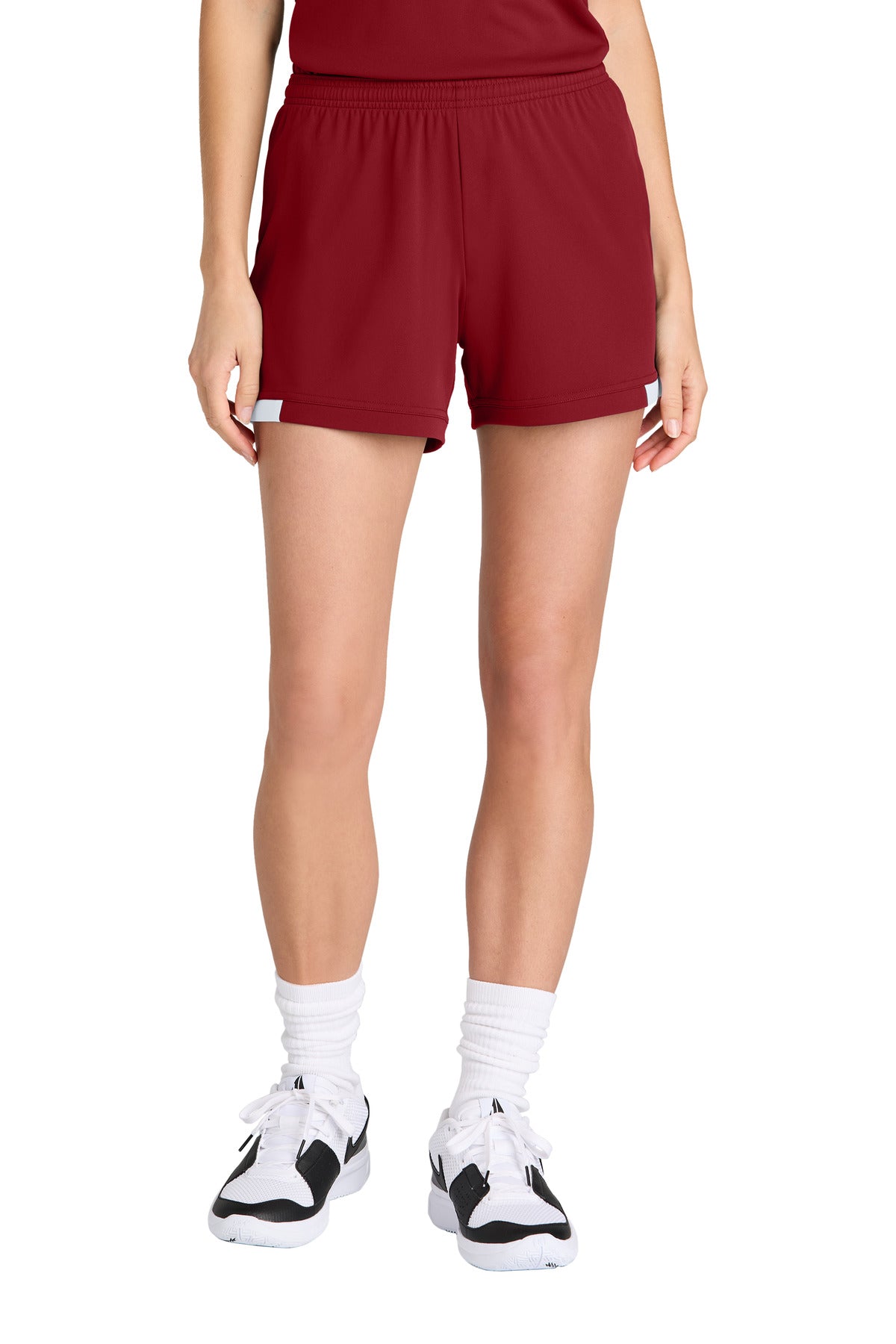 Sport-Tek Women's Club 5  Short LST442 in Deep Red/ White