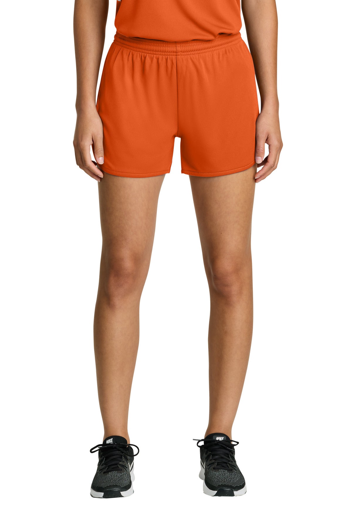 Sport-Tek Women's Club 3  Track Short LST447 in Deep Orange