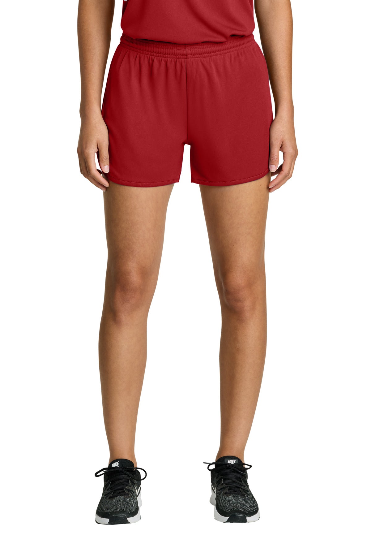 Sport-Tek Women's Club 3  Track Short LST447 in Deep Red
