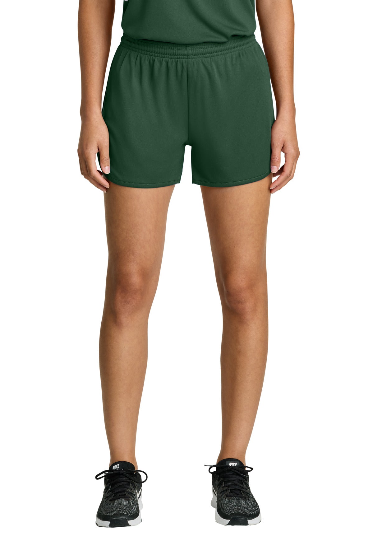 Sport-Tek Women's Club 3  Track Short LST447 in Forest Green