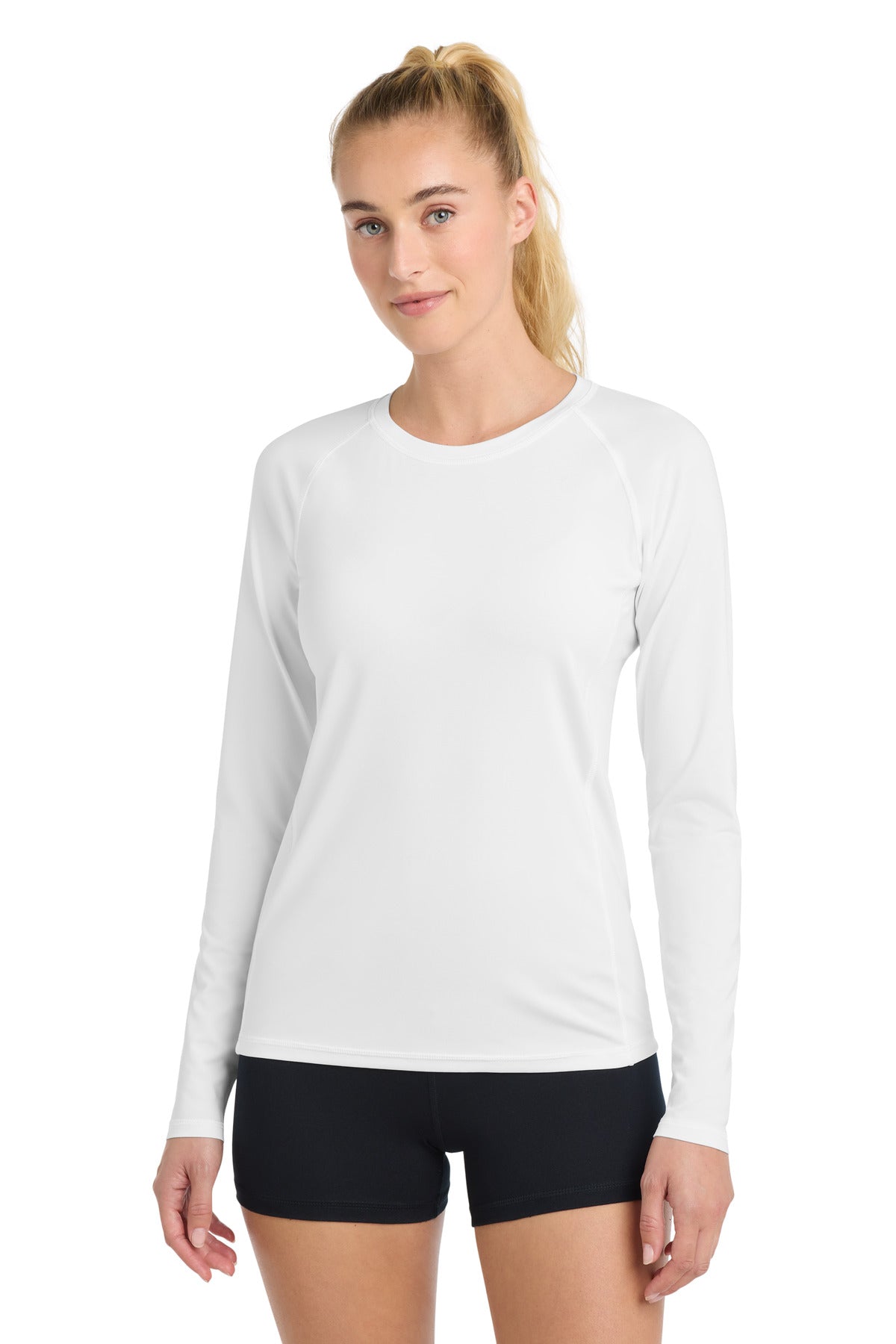 Sport-Tek  Women's Long Sleeve Rashguard Tee. LST470LS in White