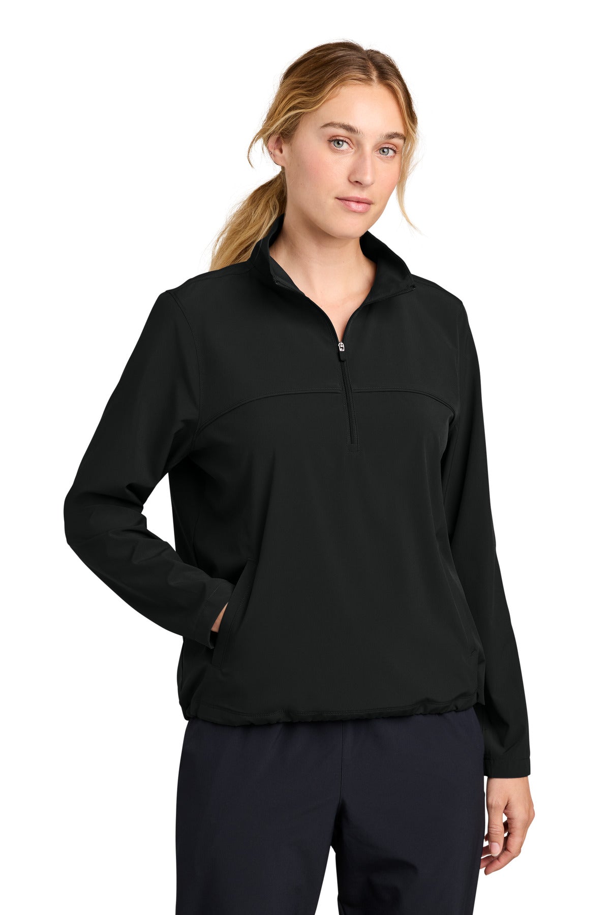 Sport-Tek Women's Repeat 1/2-Zip LST481 in Black