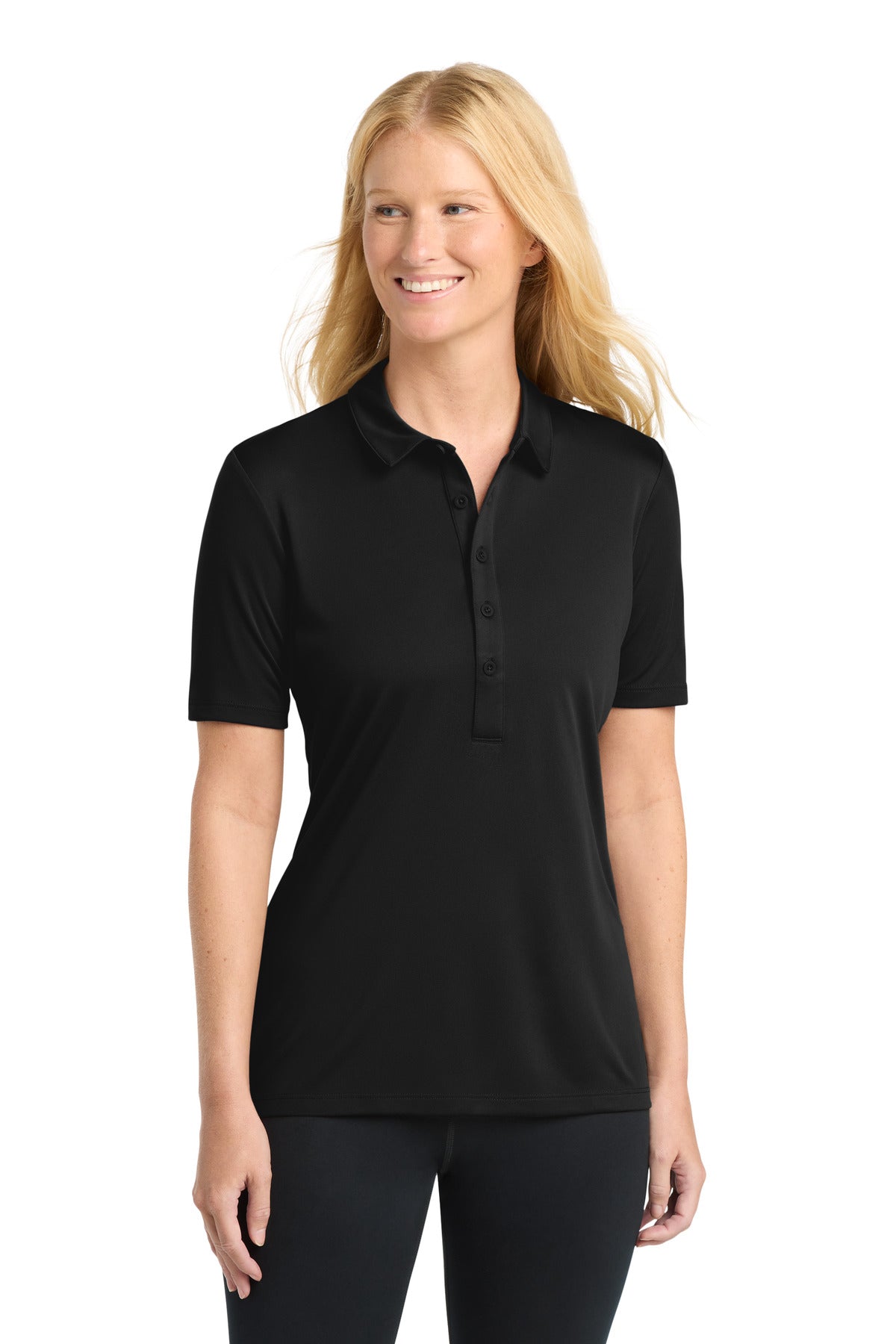 Sport-Tek Women's Posi-UV  Pro Polo.  LST520 in Black