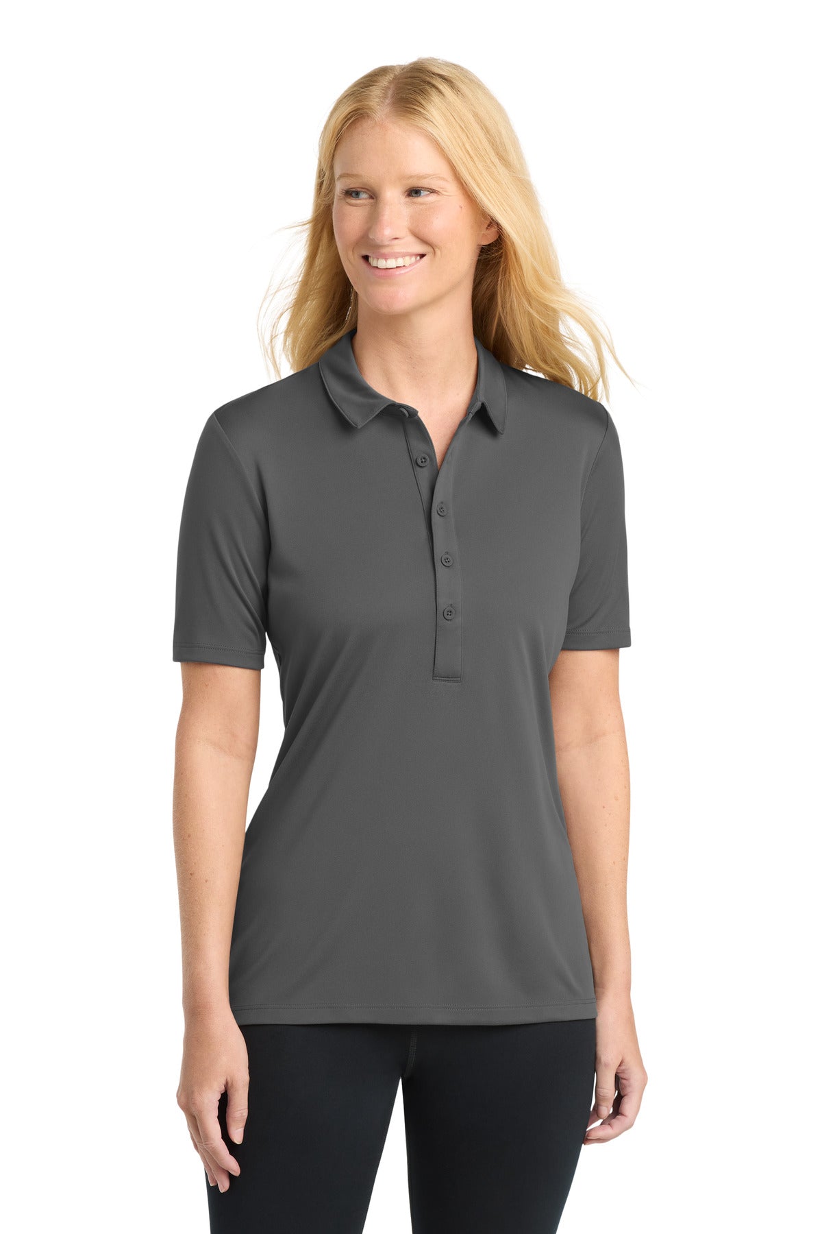 Sport-Tek Women's Posi-UV  Pro Polo.  LST520 in Dark Smoke Grey