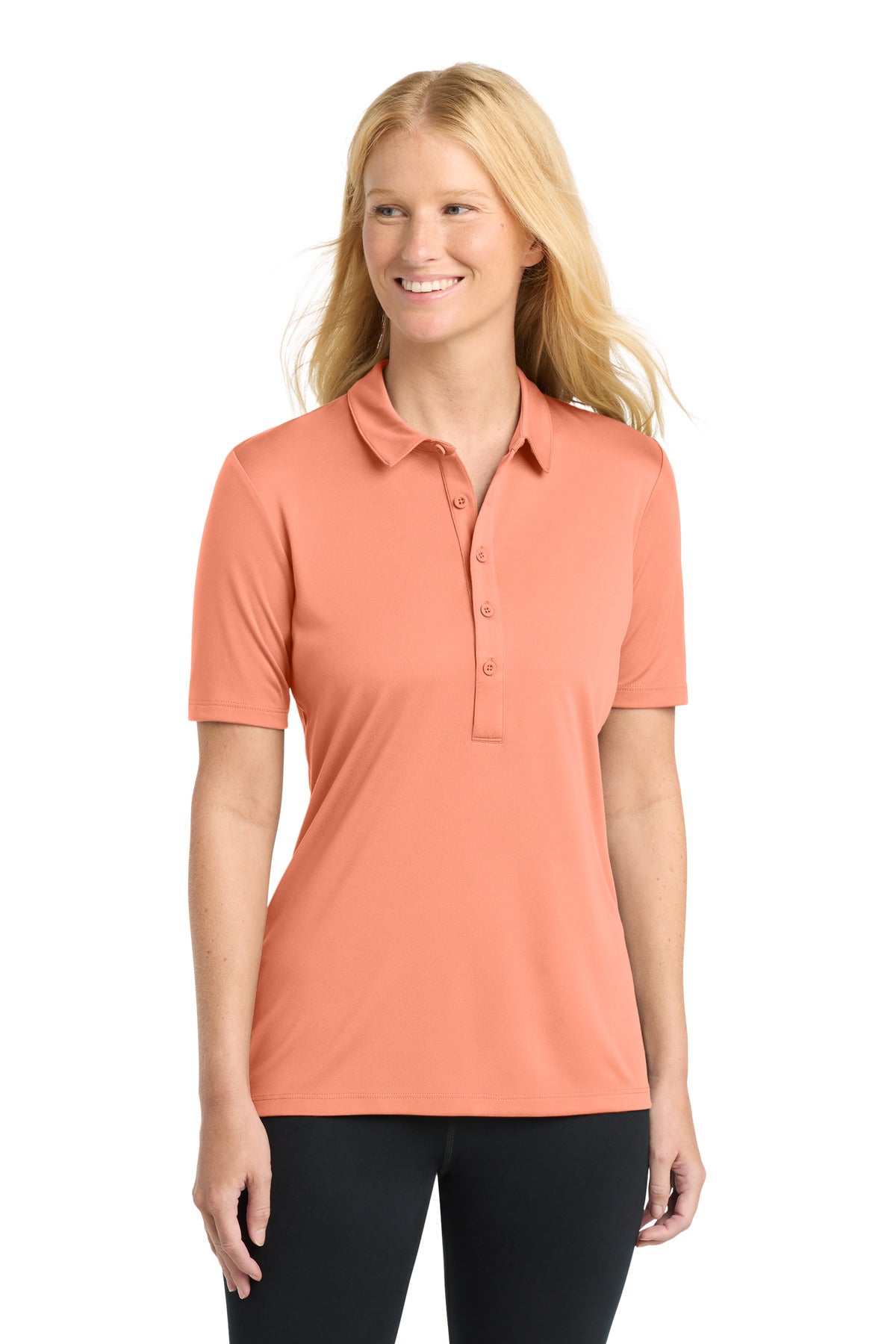 Sport-Tek Women's Posi-UV  Pro Polo.  LST520 in Soft Coral