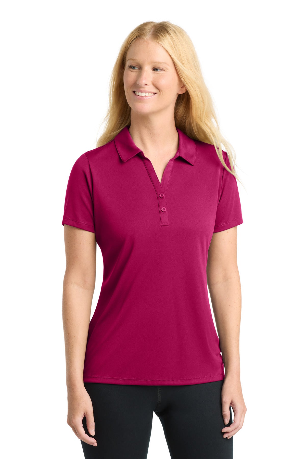 Sport-Tek  Women's PosiCharge  Competitor  Polo. LST550 in Pink Raspberry