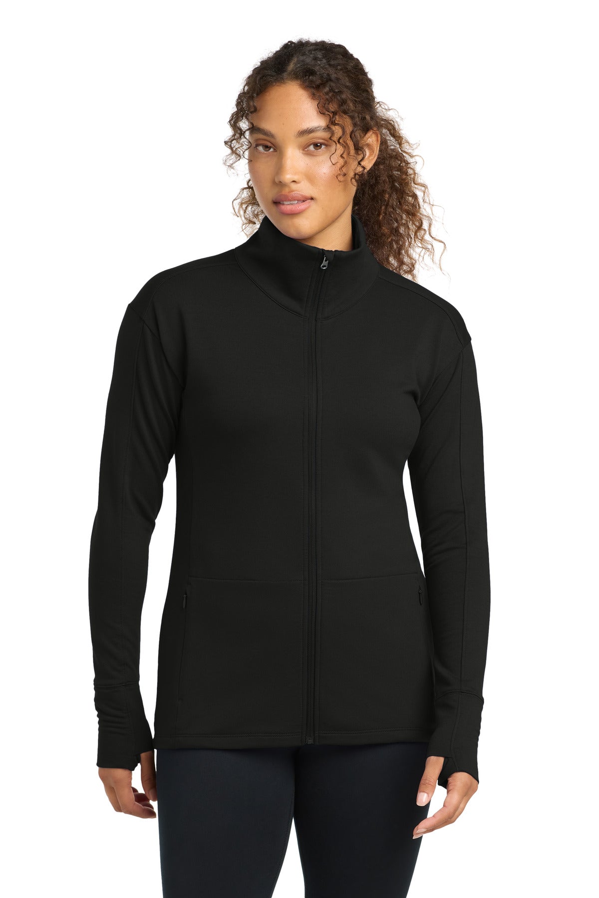 Sport-Tek Women's Sport-Wick Flex Fleece Full-Zip. LST560 in Black