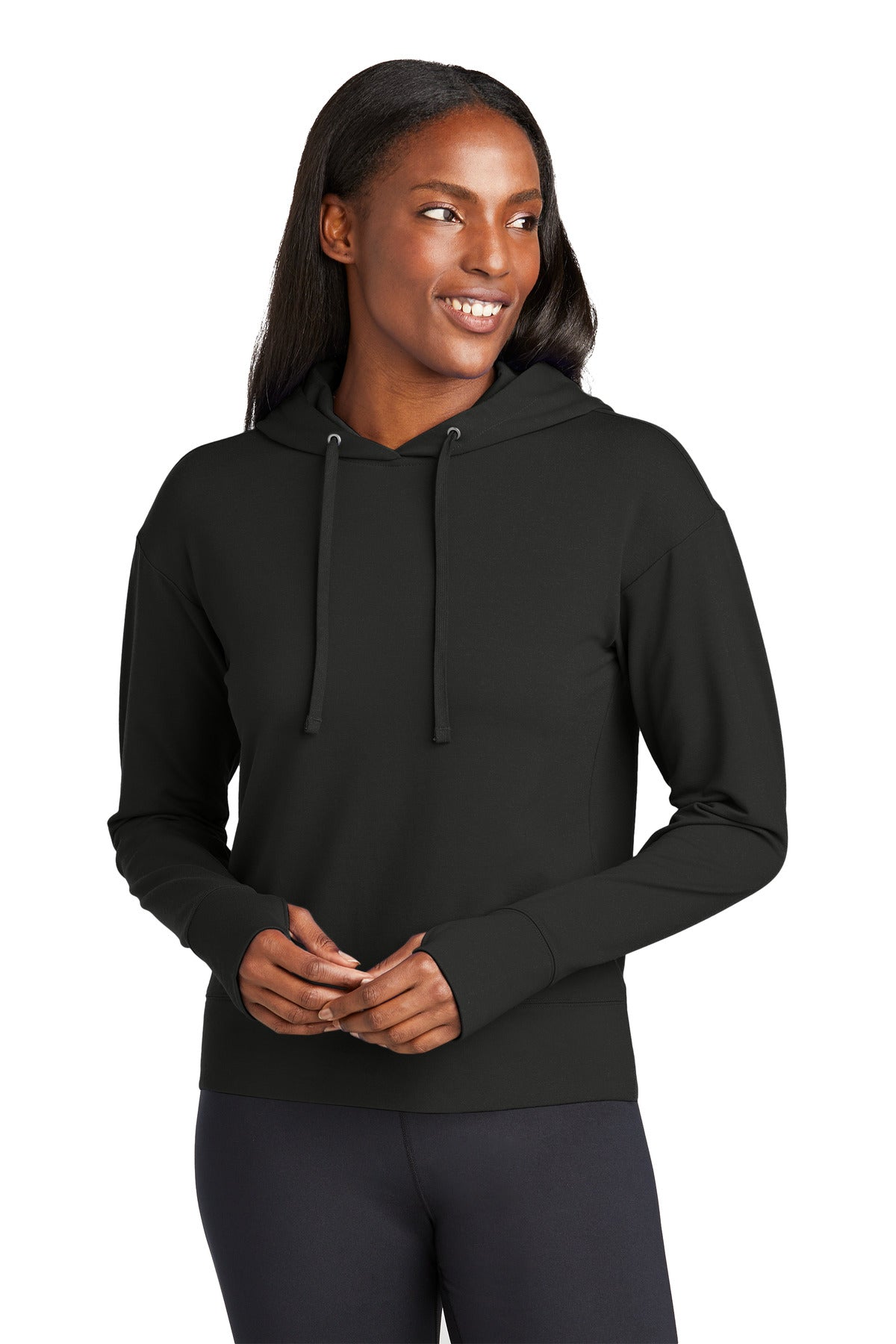Sport-Tek Women's Sport-Wick Flex Fleece Pullover Hoodie LST562 in Black