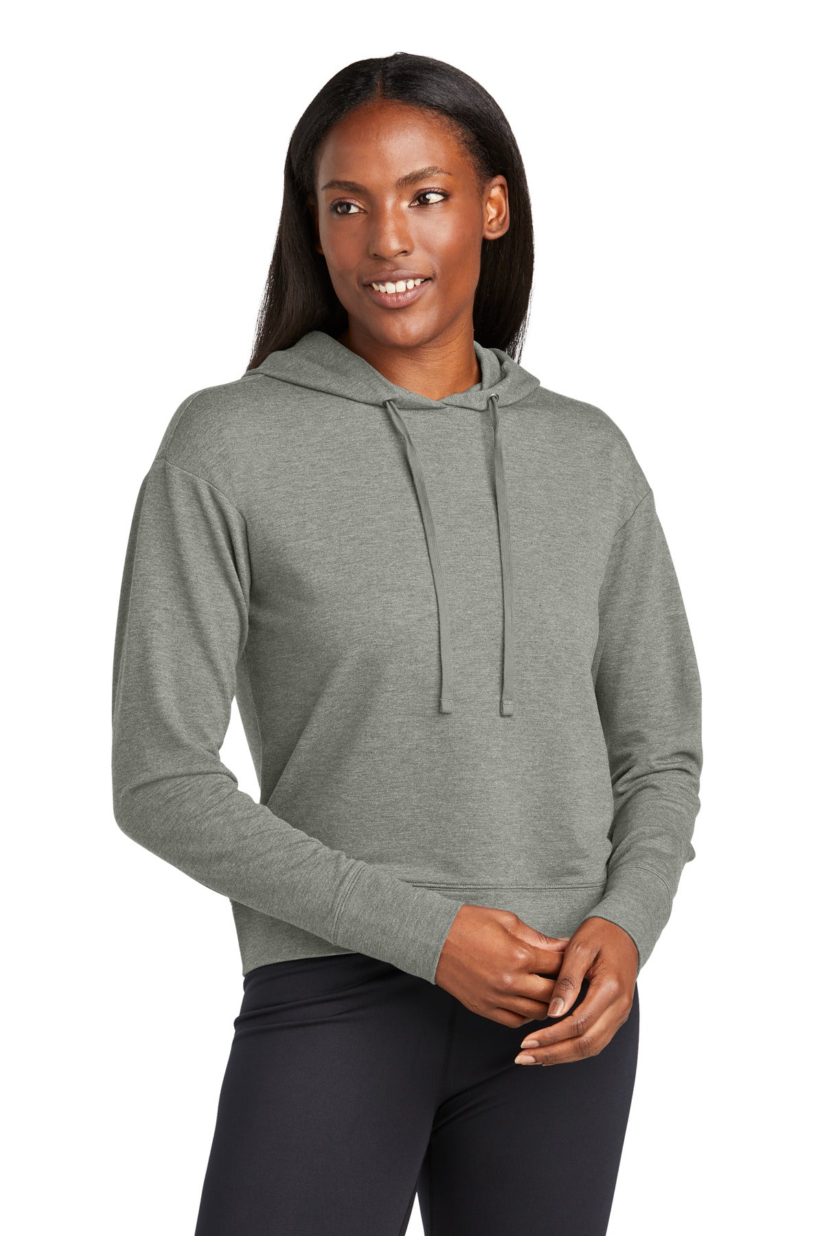 Sport-Tek Women's Sport-Wick Flex Fleece Pullover Hoodie LST562 in Light Grey Heather