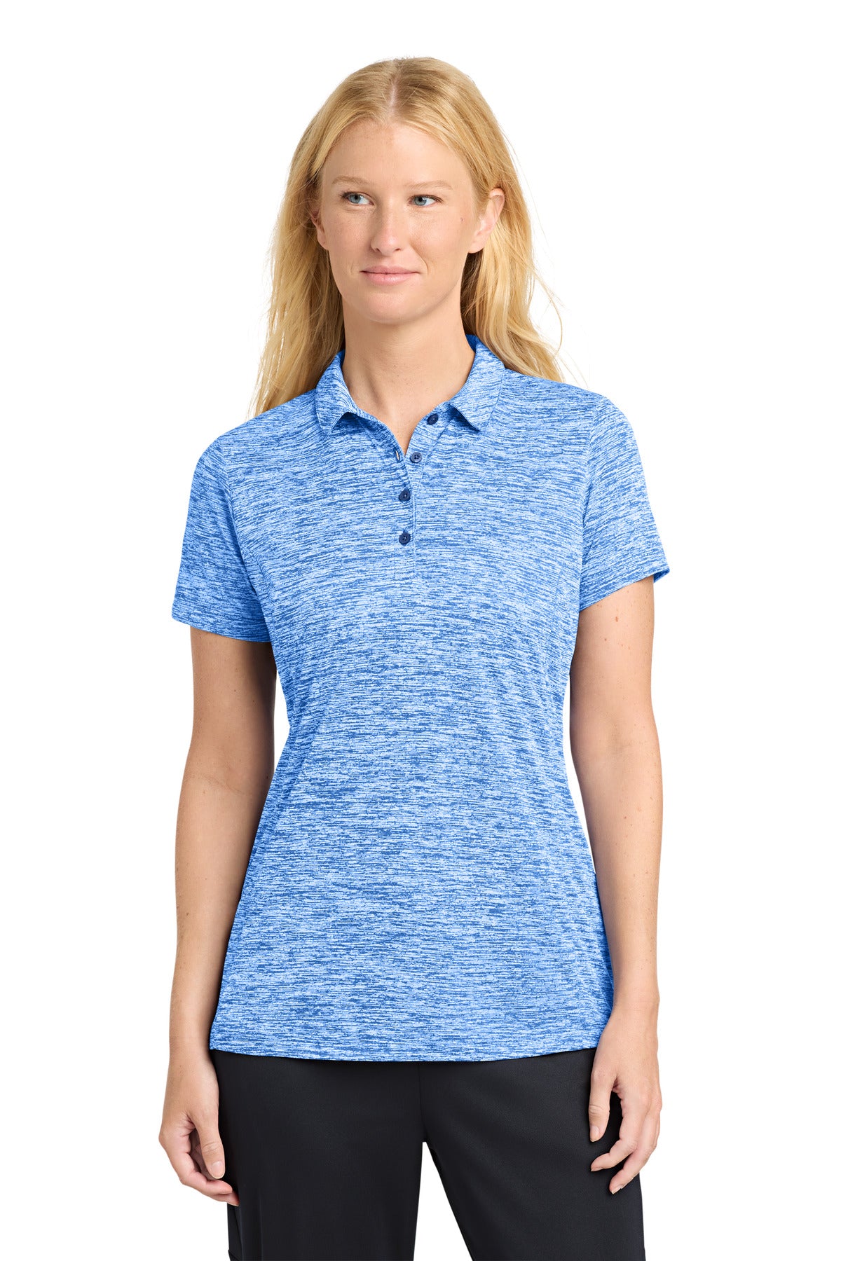 Sport-Tek  Women's PosiCharge  Electric Heather Polo. LST590 in True Royal Electric