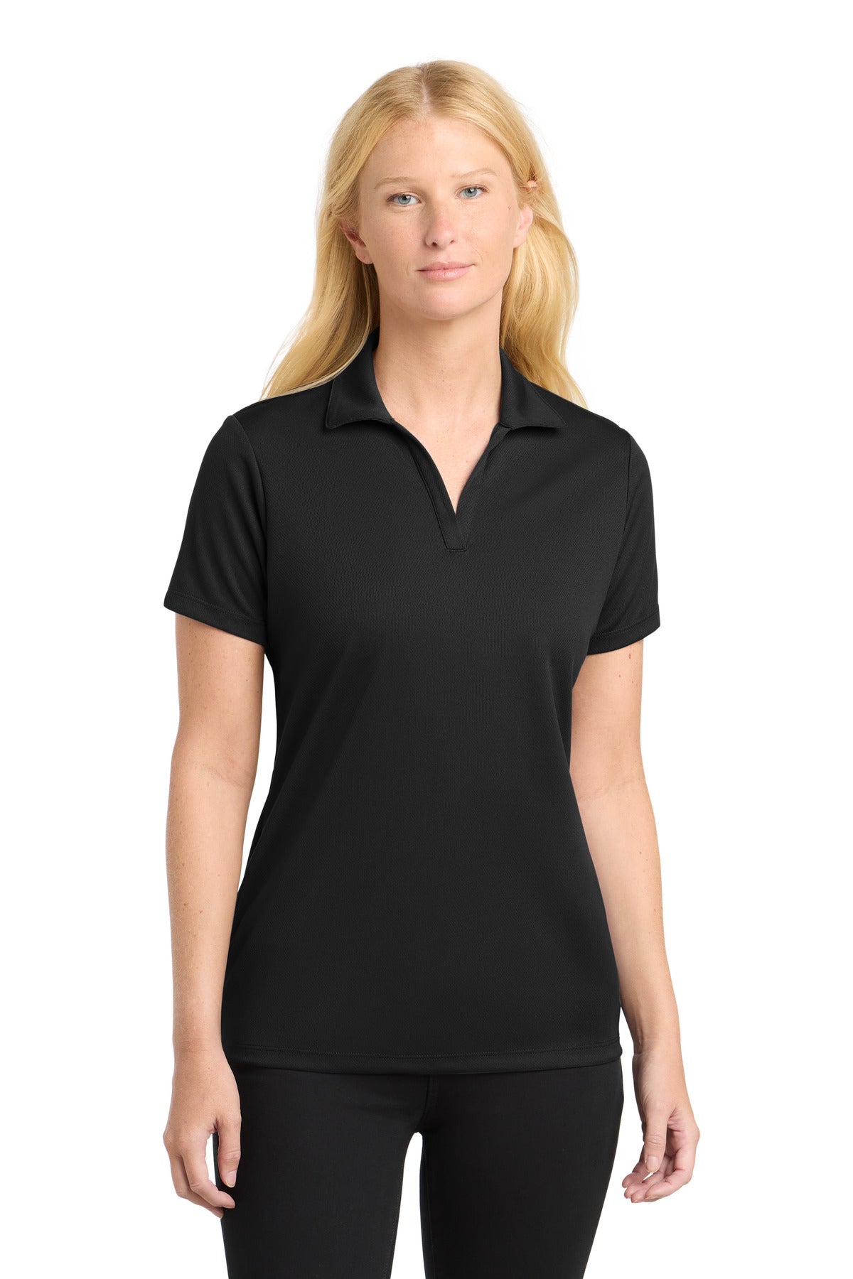 Sport-Tek Women's PosiCharge RacerMesh Polo. LST640 in Black