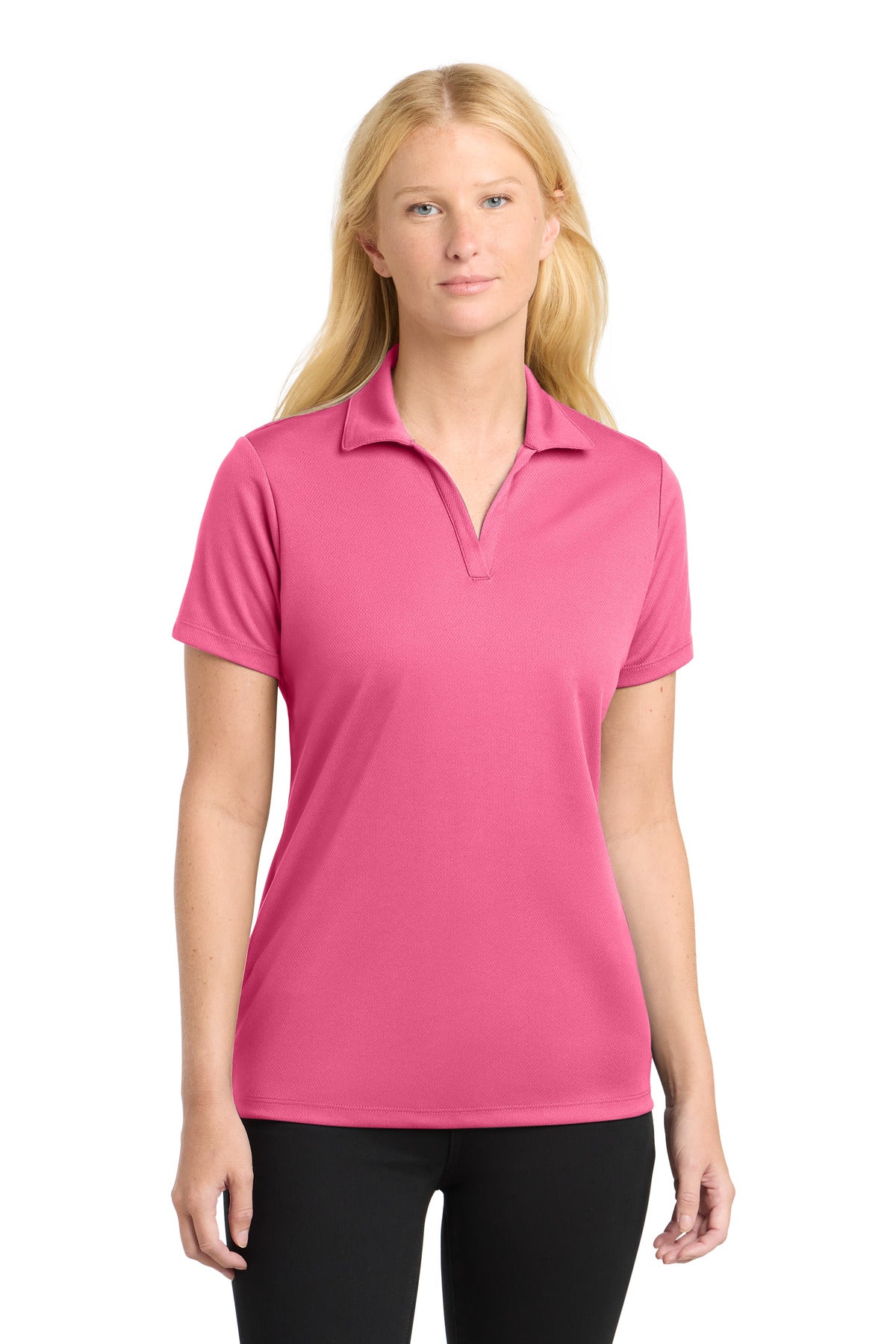 Sport-Tek Women's PosiCharge RacerMesh Polo. LST640 in Bright Pink