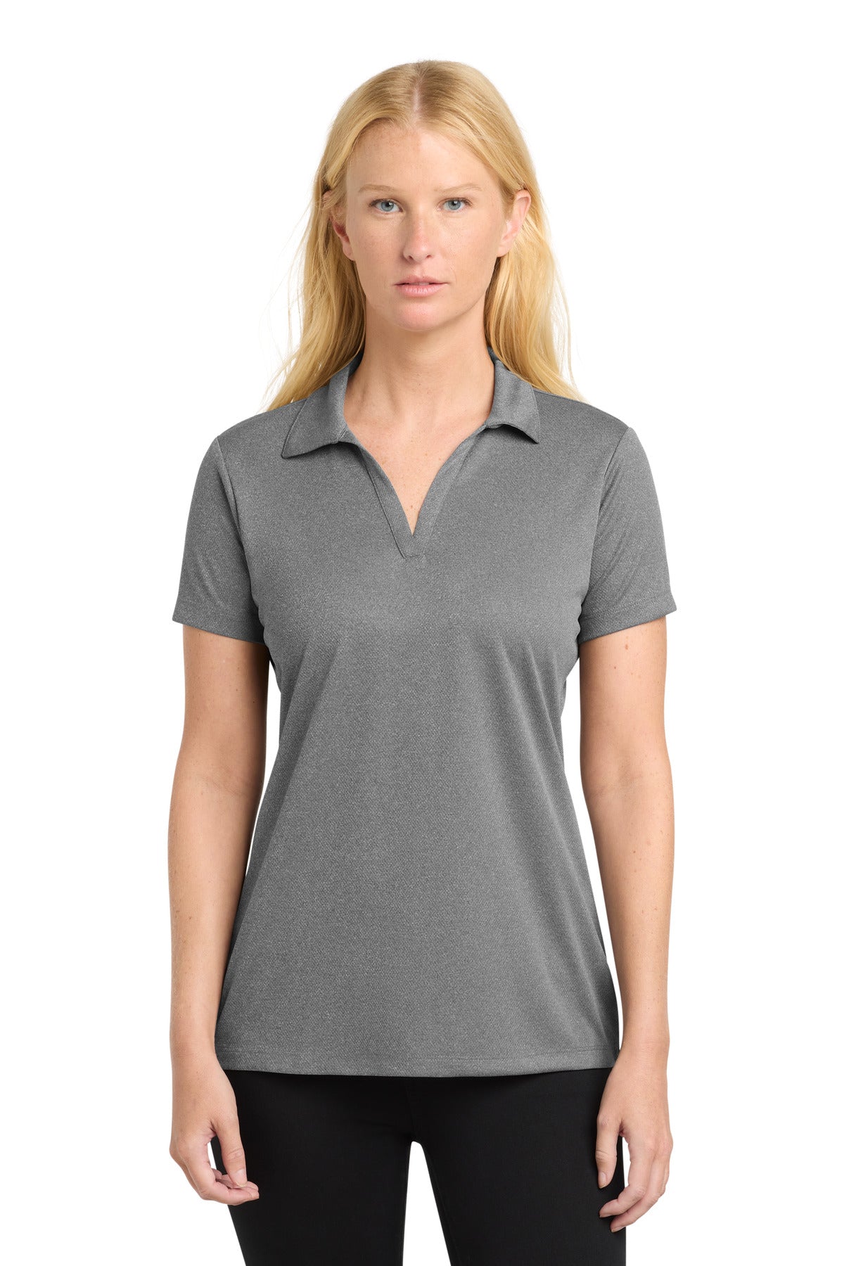 Sport-Tek Women's PosiCharge RacerMesh Polo. LST640 in Grey Heather