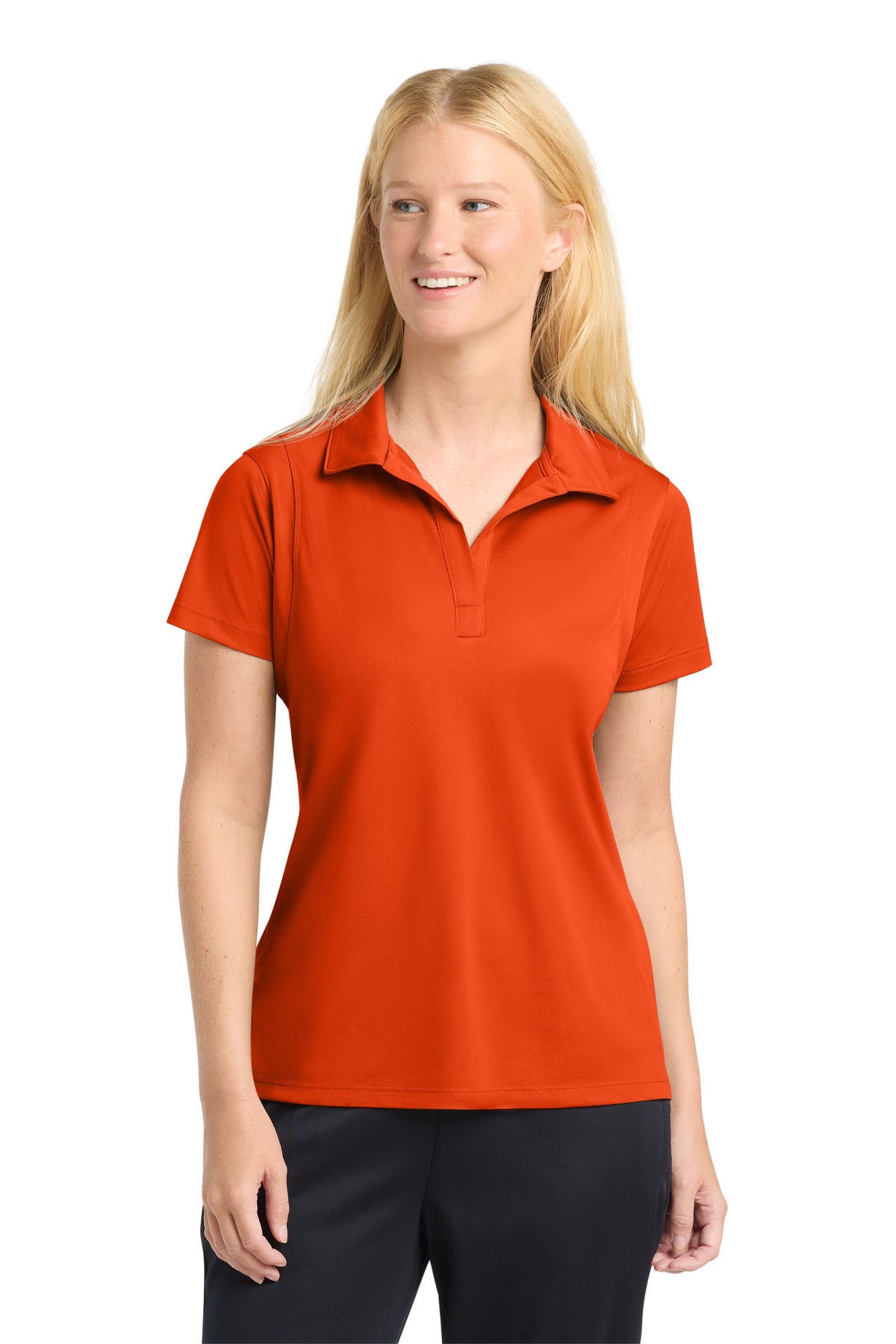Sport-Tek Women's Micropique Sport-Wick Polo. LST650 in Deep Orange