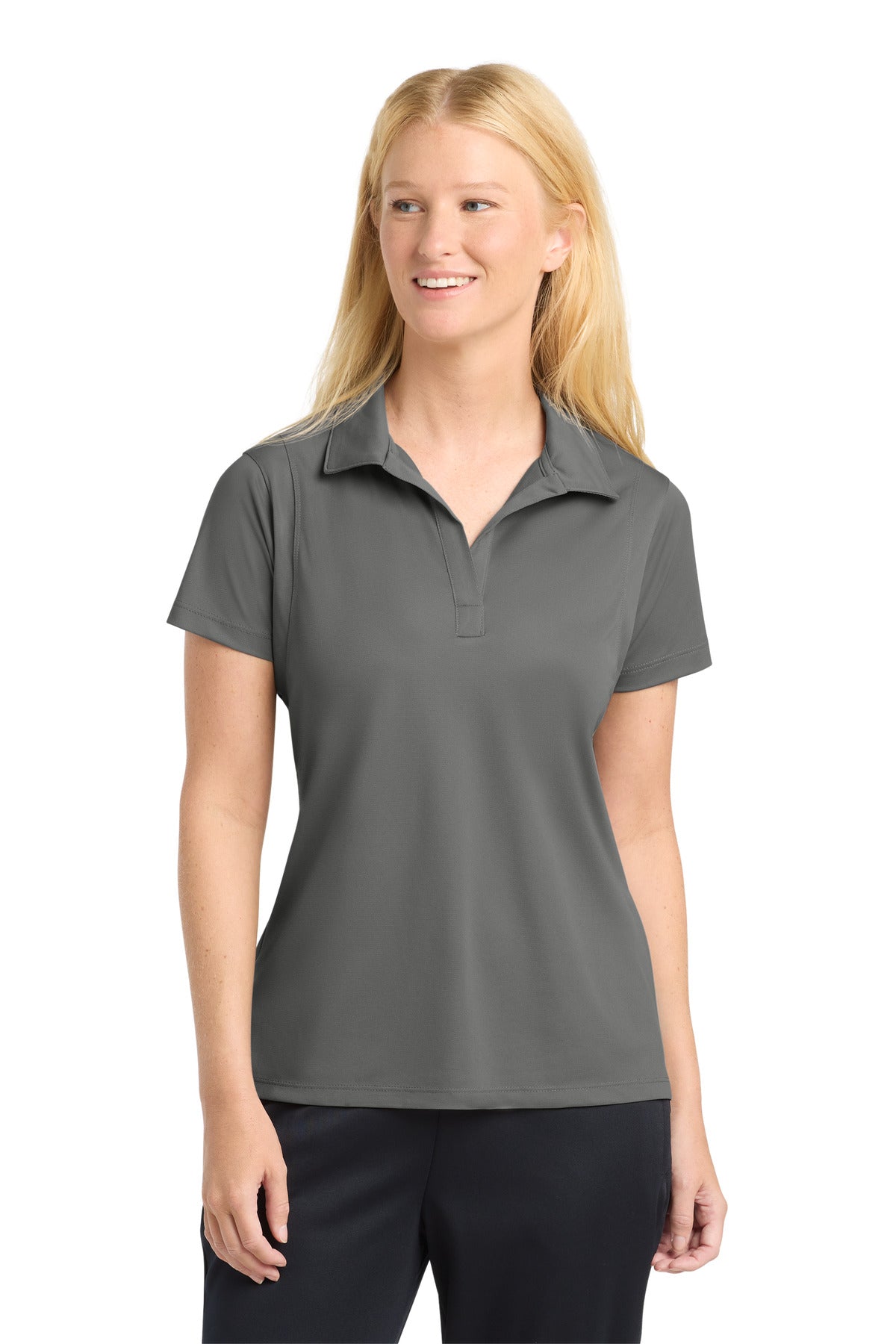 Sport-Tek Women's Micropique Sport-Wick Polo. LST650 in Grey Concrete