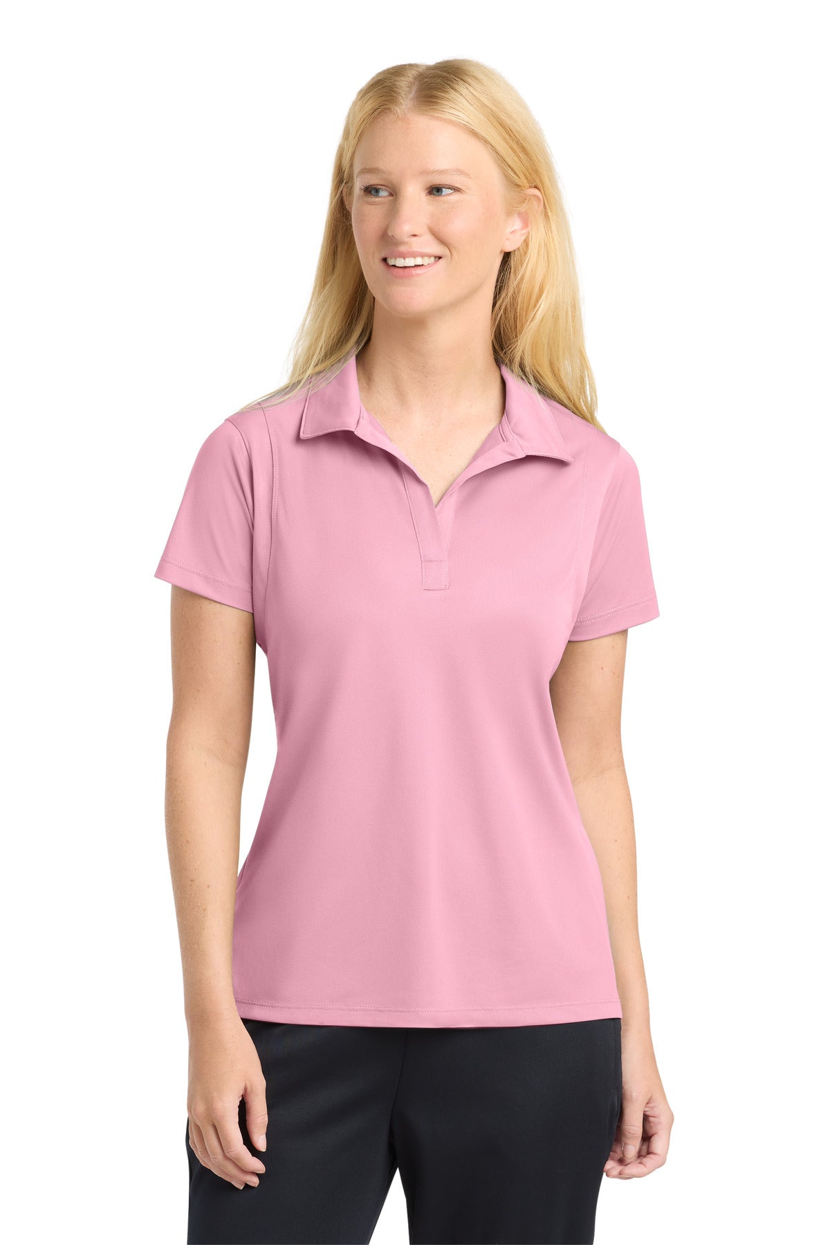 Sport-Tek Women's Micropique Sport-Wick Polo. LST650 in Light Pink