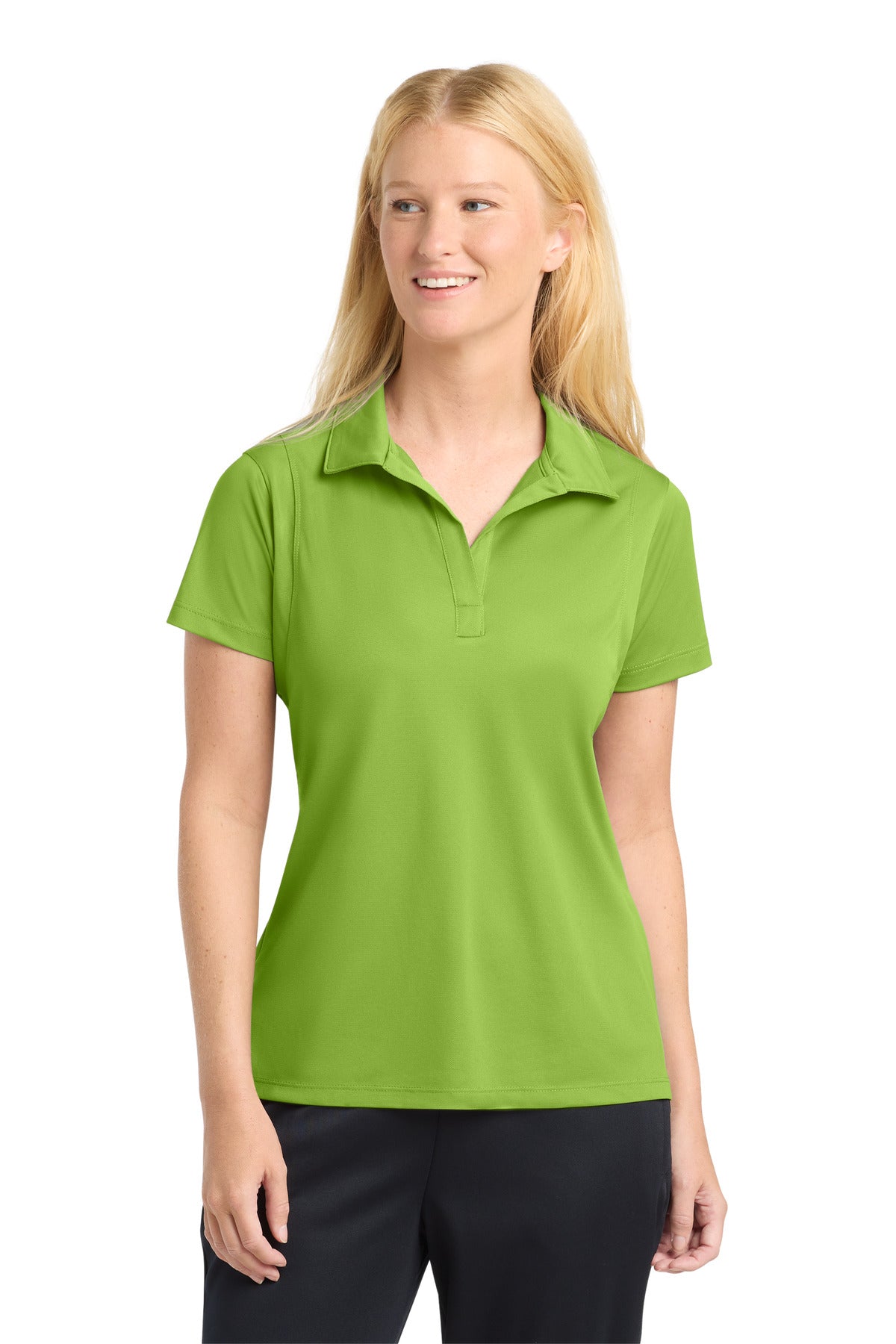 Sport-Tek Women's Micropique Sport-Wick Polo. LST650 in Lime Shock