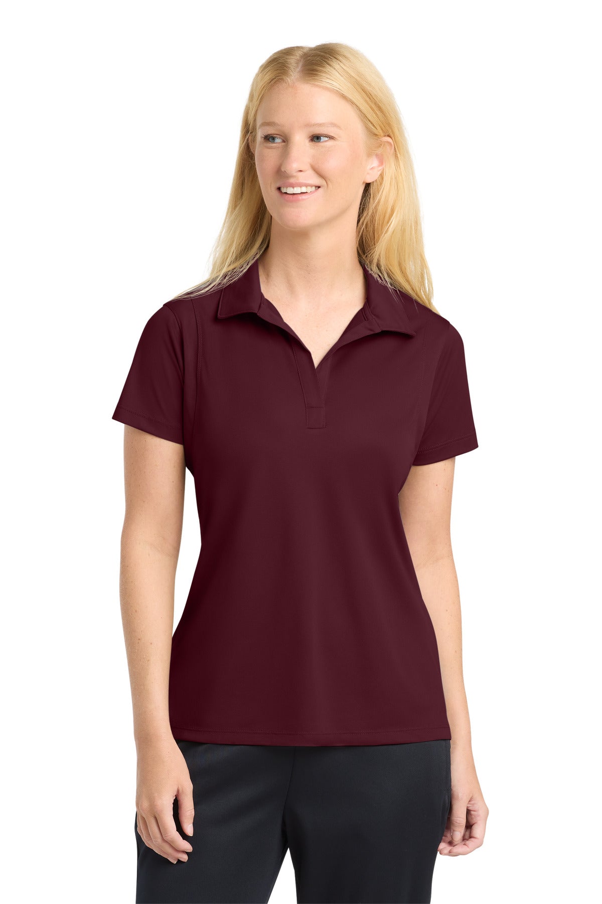 Sport-Tek Women's Micropique Sport-Wick Polo. LST650 in Maroon