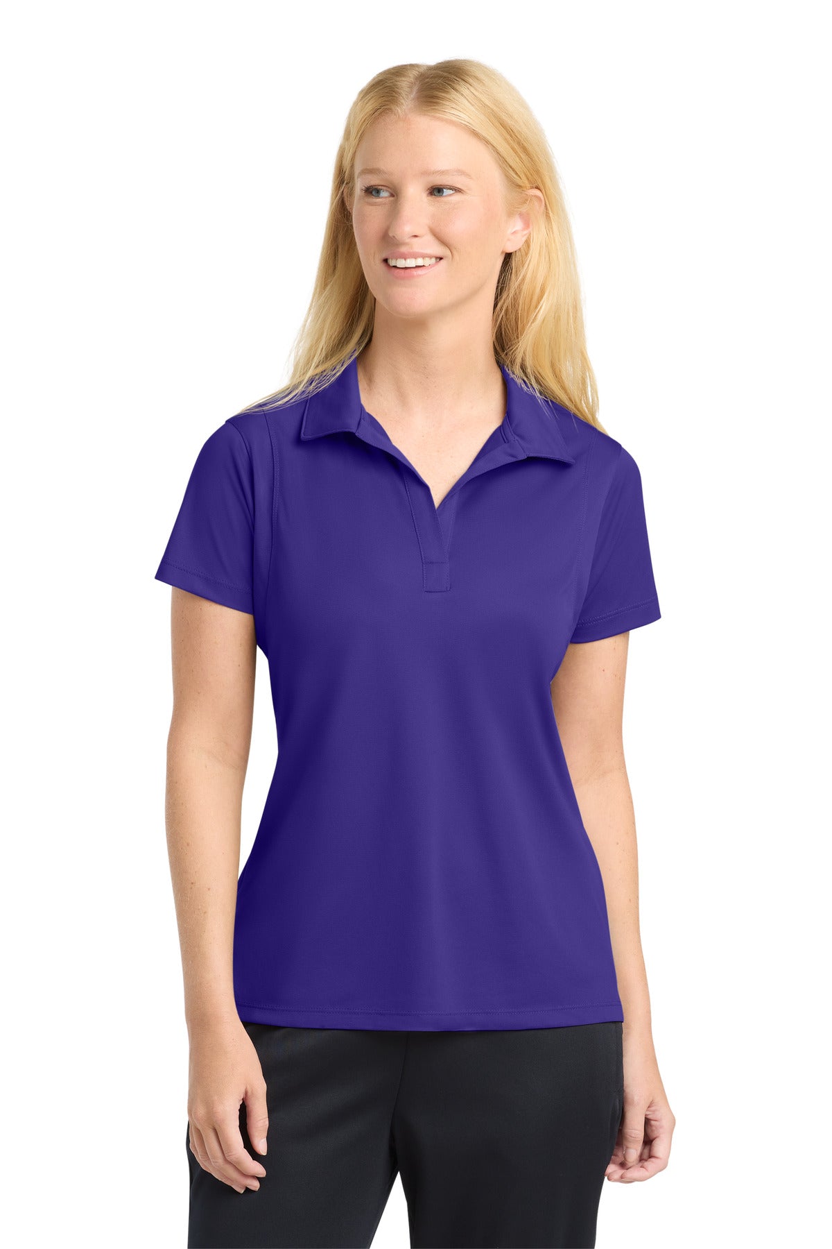 Sport-Tek Women's Micropique Sport-Wick Polo. LST650 in Purple