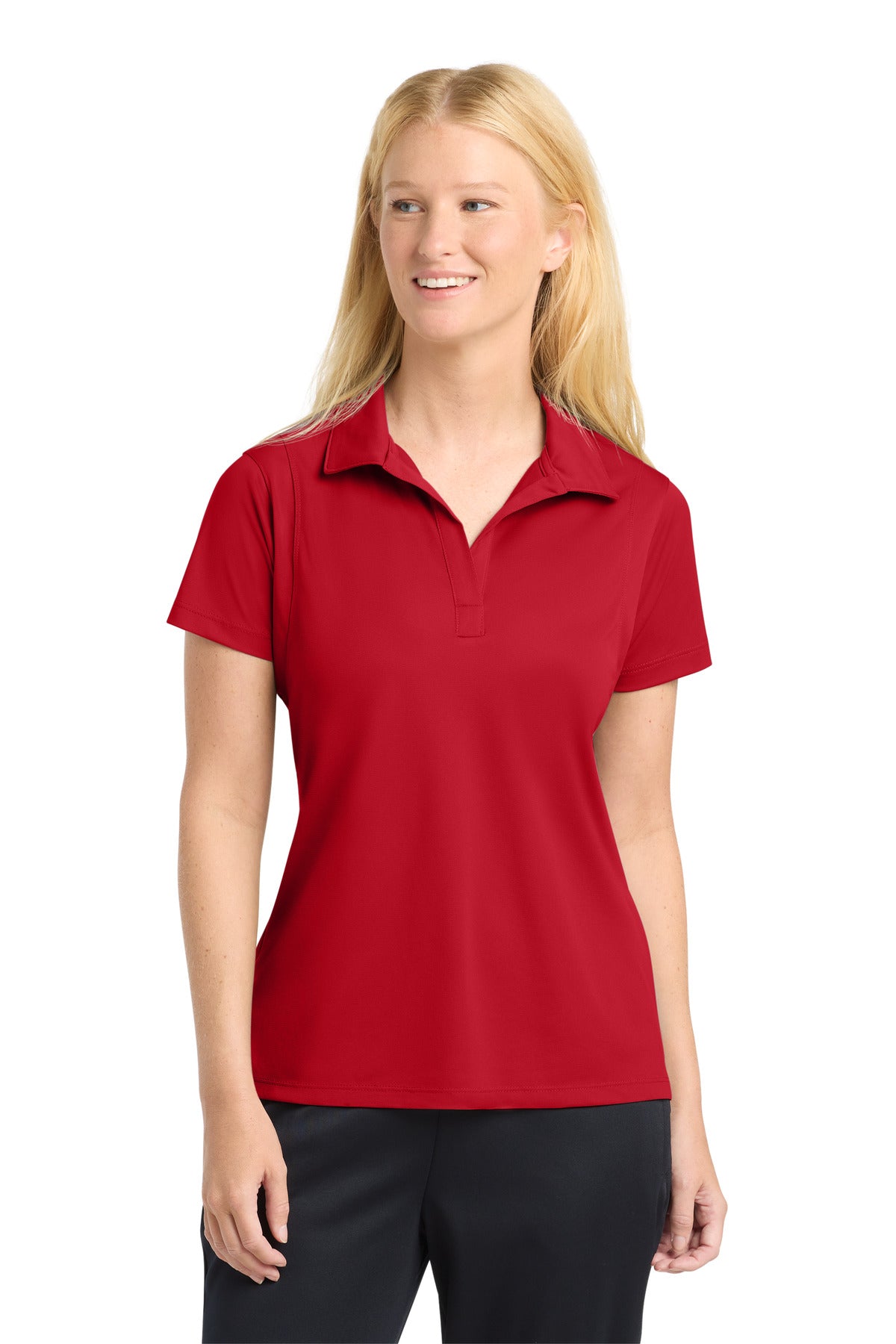 Sport-Tek Women's Micropique Sport-Wick Polo. LST650 in True Red