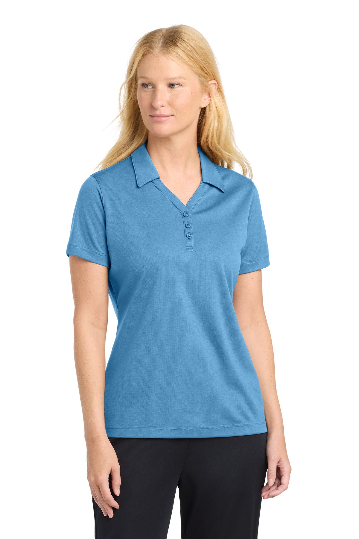 Sport-Tek Women's PosiCharge Micro-Mesh Polo. LST680 in Carolina Blue