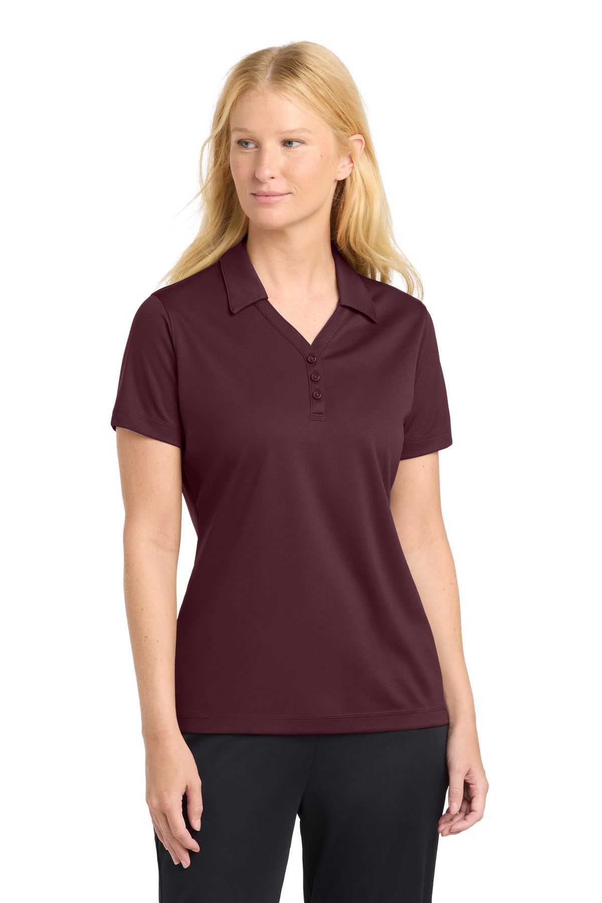 Sport-Tek Women's PosiCharge Micro-Mesh Polo. LST680 in Maroon