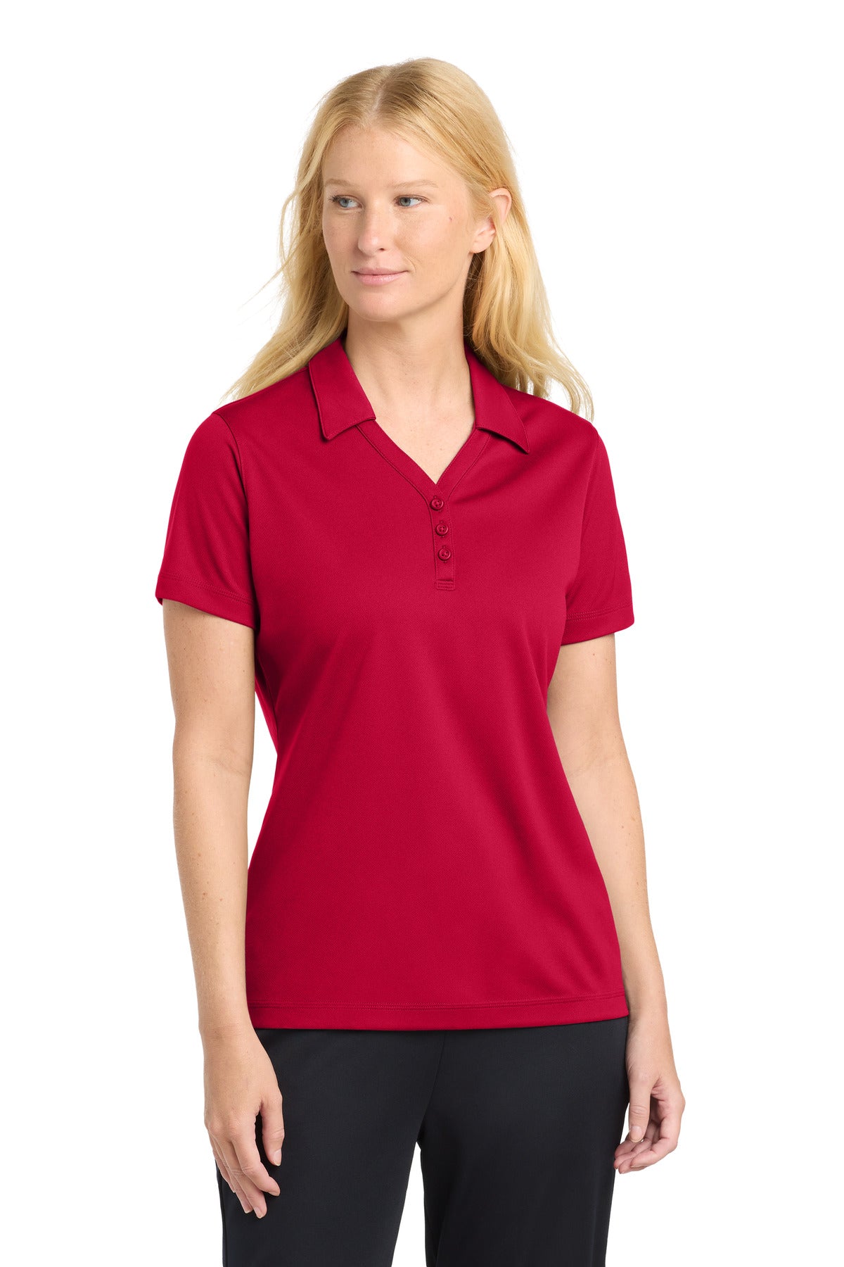 Sport-Tek Women's PosiCharge Micro-Mesh Polo. LST680 in True Red