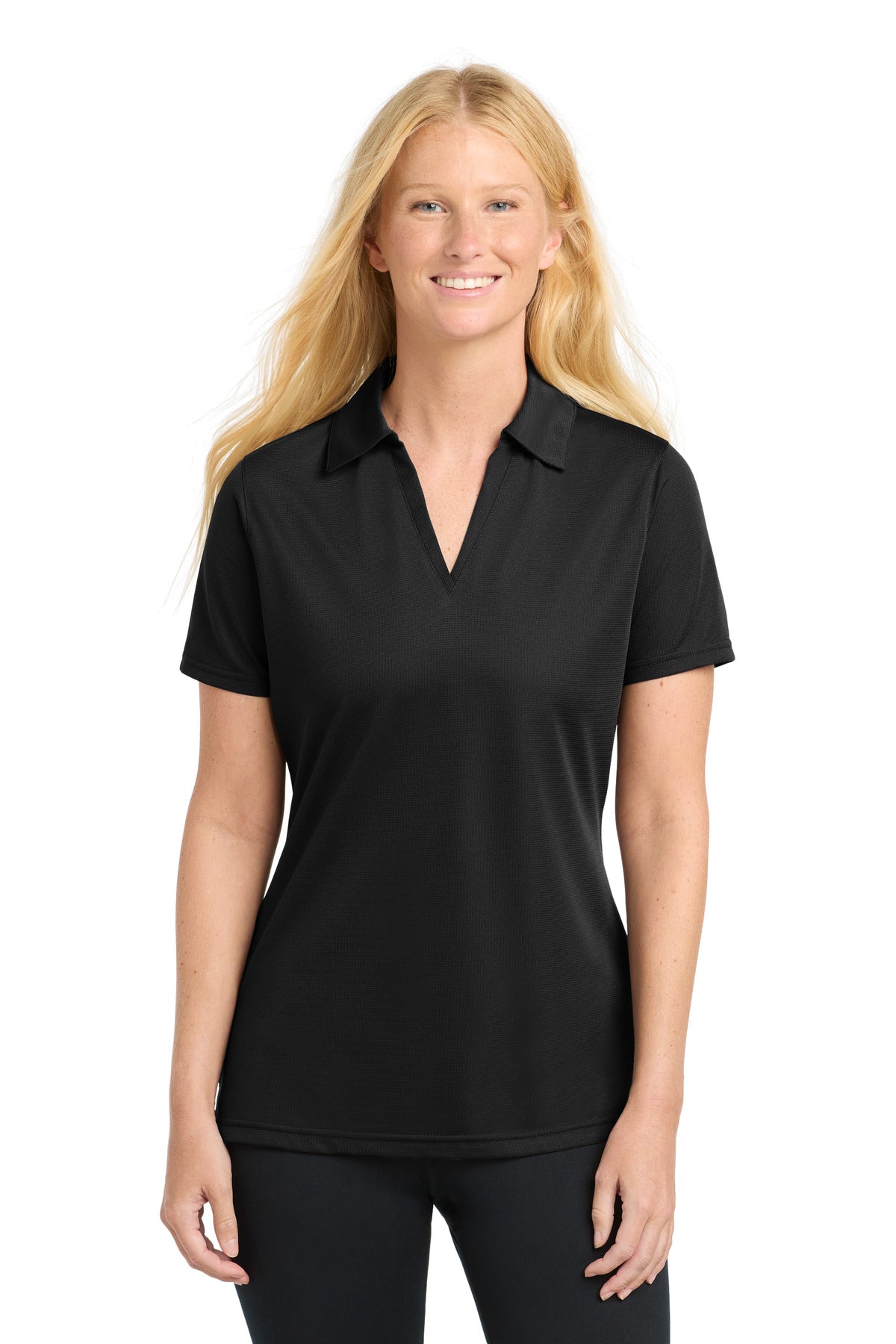 Sport-Tek Women's PosiCharge Active Textured Polo. LST690 in Black