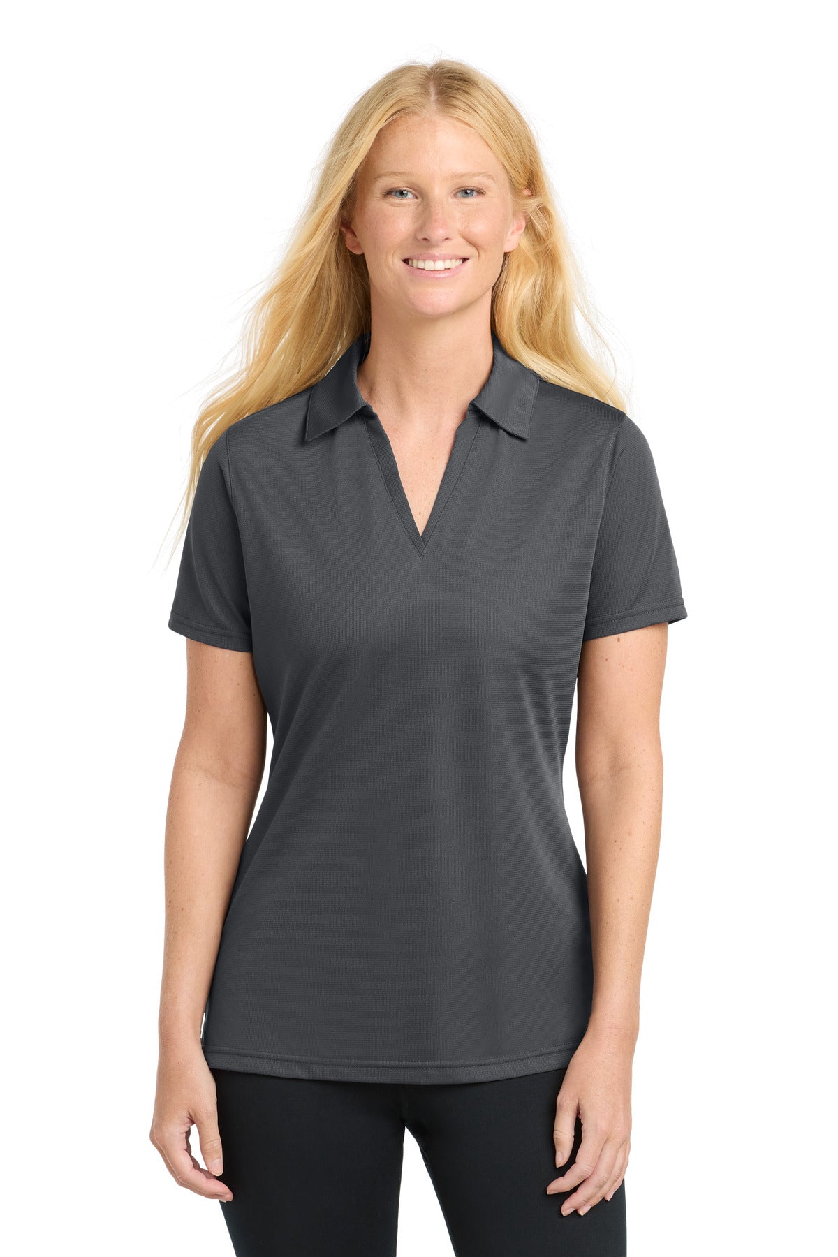 Sport-Tek Women's PosiCharge Active Textured Polo. LST690 in Iron Grey