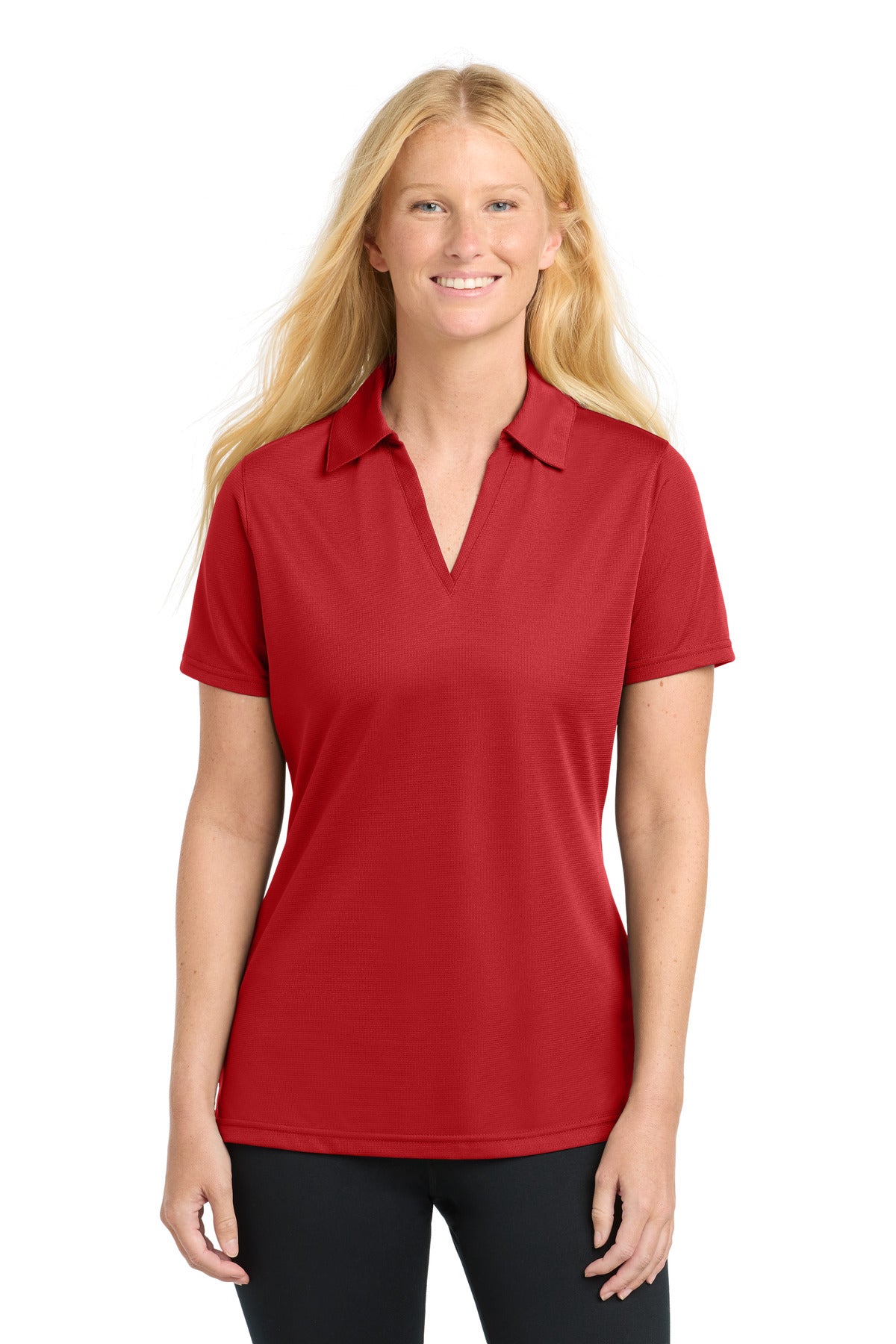Sport-Tek Women's PosiCharge Active Textured Polo. LST690 in True Red