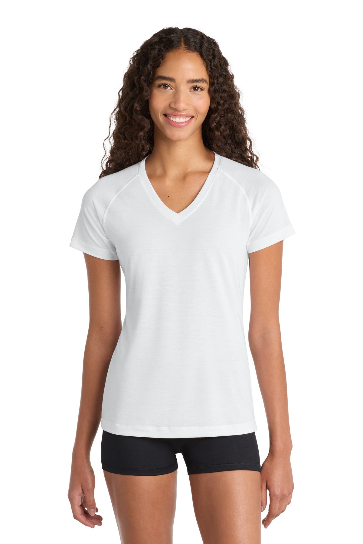 Sport-Tek Women's Ultimate Performance V-Neck. LST700 in White