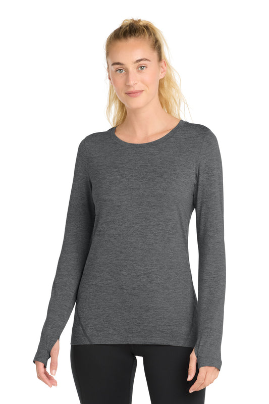 Sport-Tek  Women's Exchange 1.5 Long Sleeve Crew. LST710 in Graphite Heather