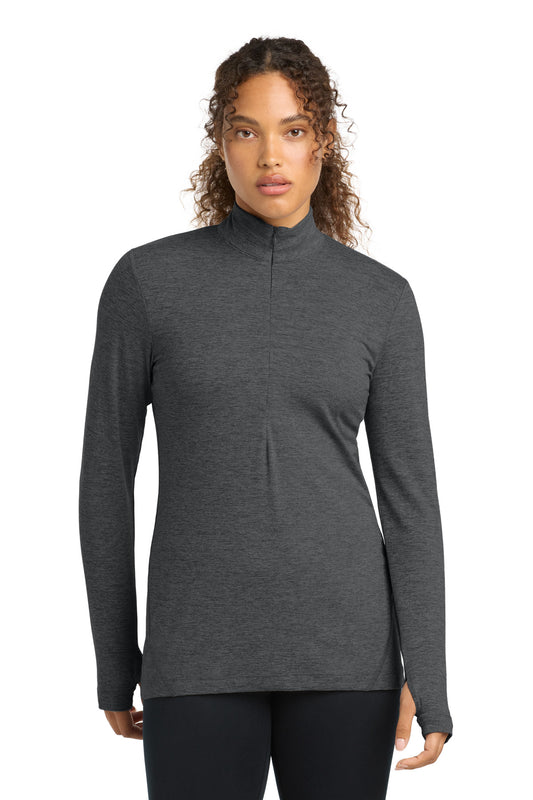 Sport-Tek Women's Exchange 1.5 Long Sleeve 1/2-Zip LST711 in Graphite Heather