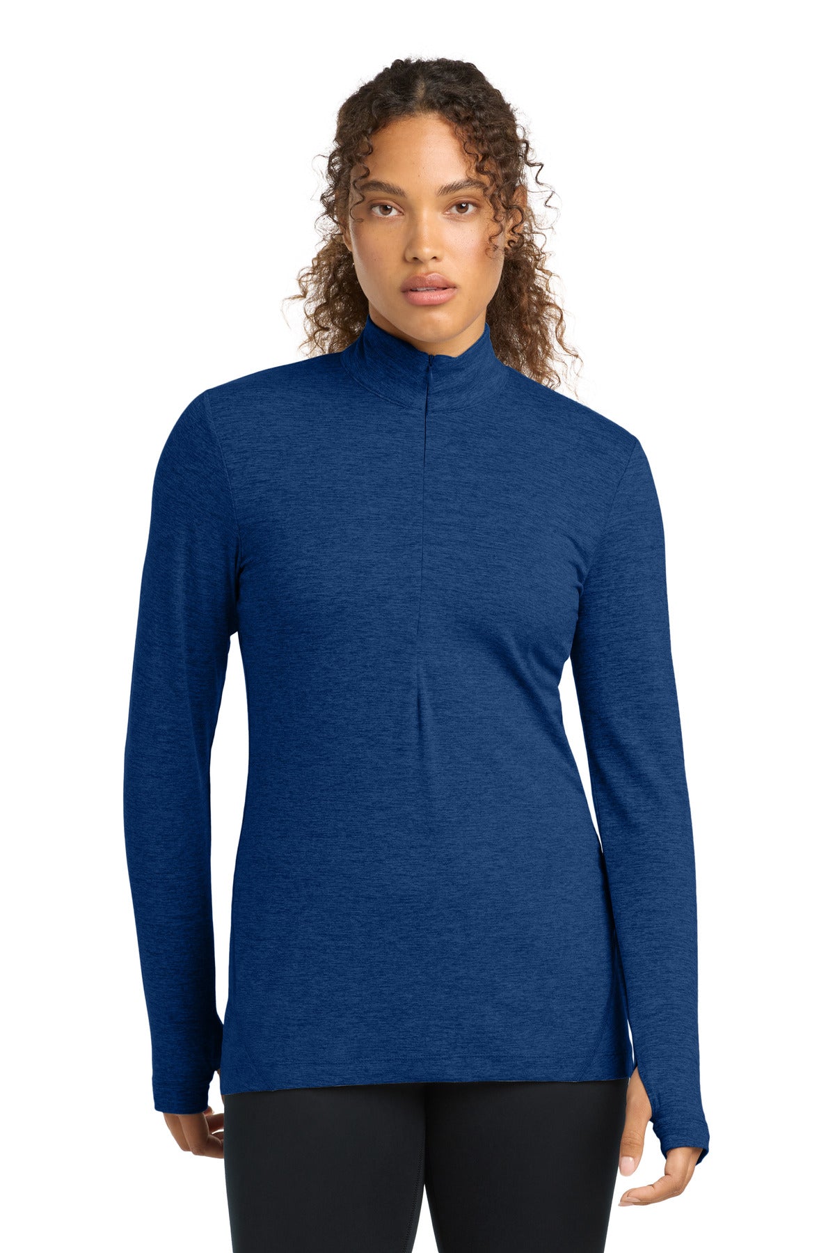Sport-Tek Women's Exchange 1.5 Long Sleeve 1/2-Zip LST711 in True Royal Heather