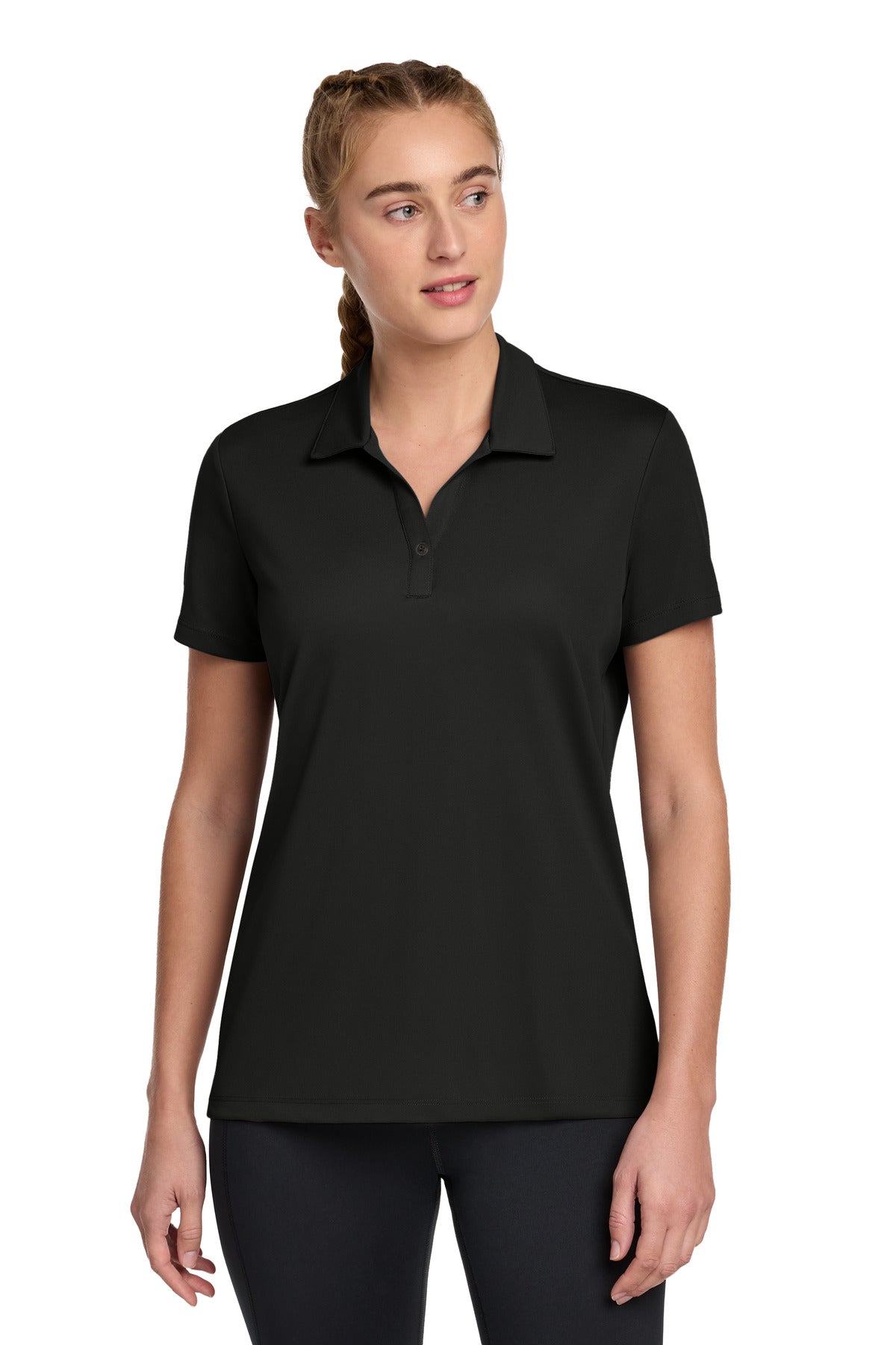 Sport-Tek Women's UV Micropique Polo LST740 in Black