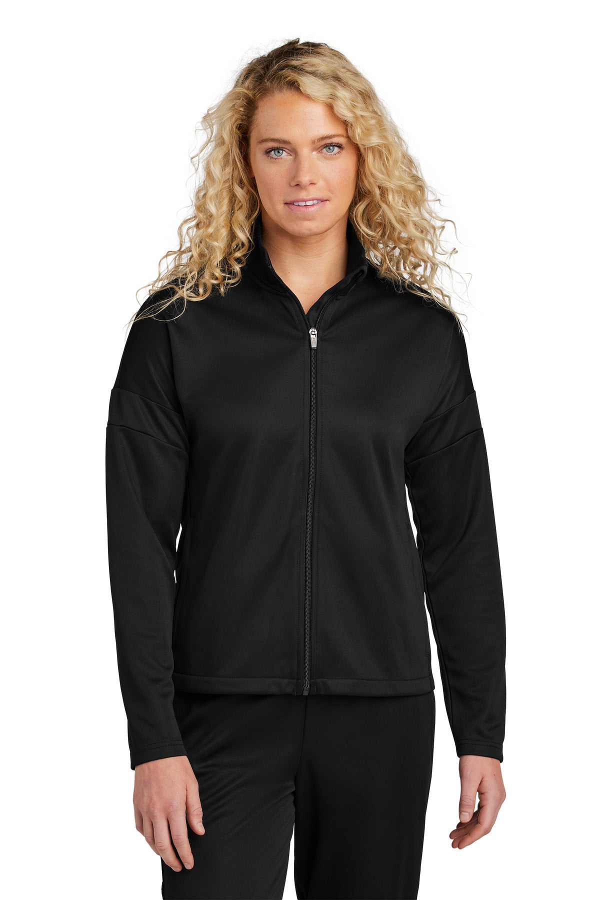 Sport-Tek Women's Travel Full-Zip Jacket LST800 in Black/ Black