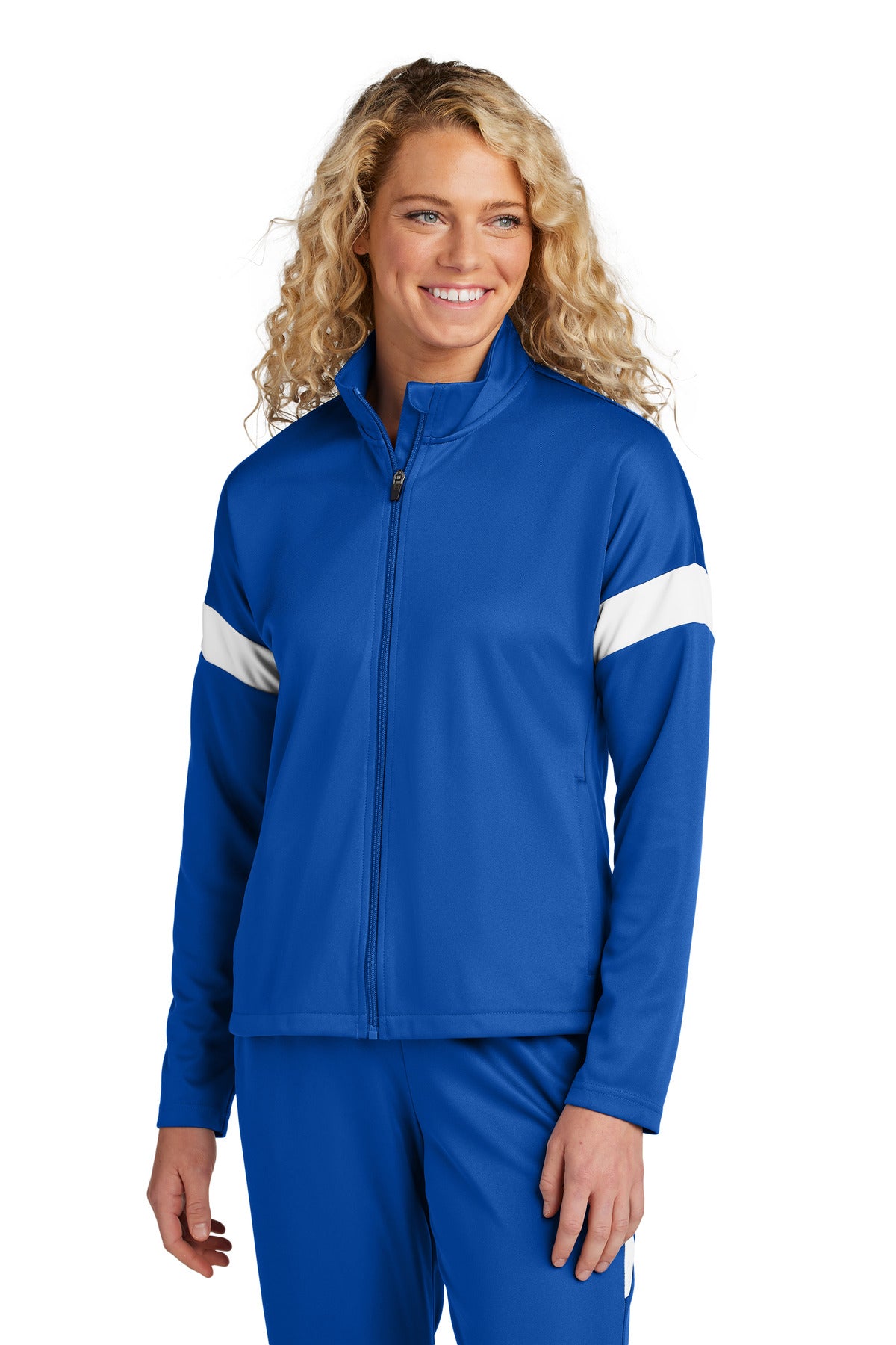 Sport-Tek Women's Travel Full-Zip Jacket LST800 in True Royal/ White