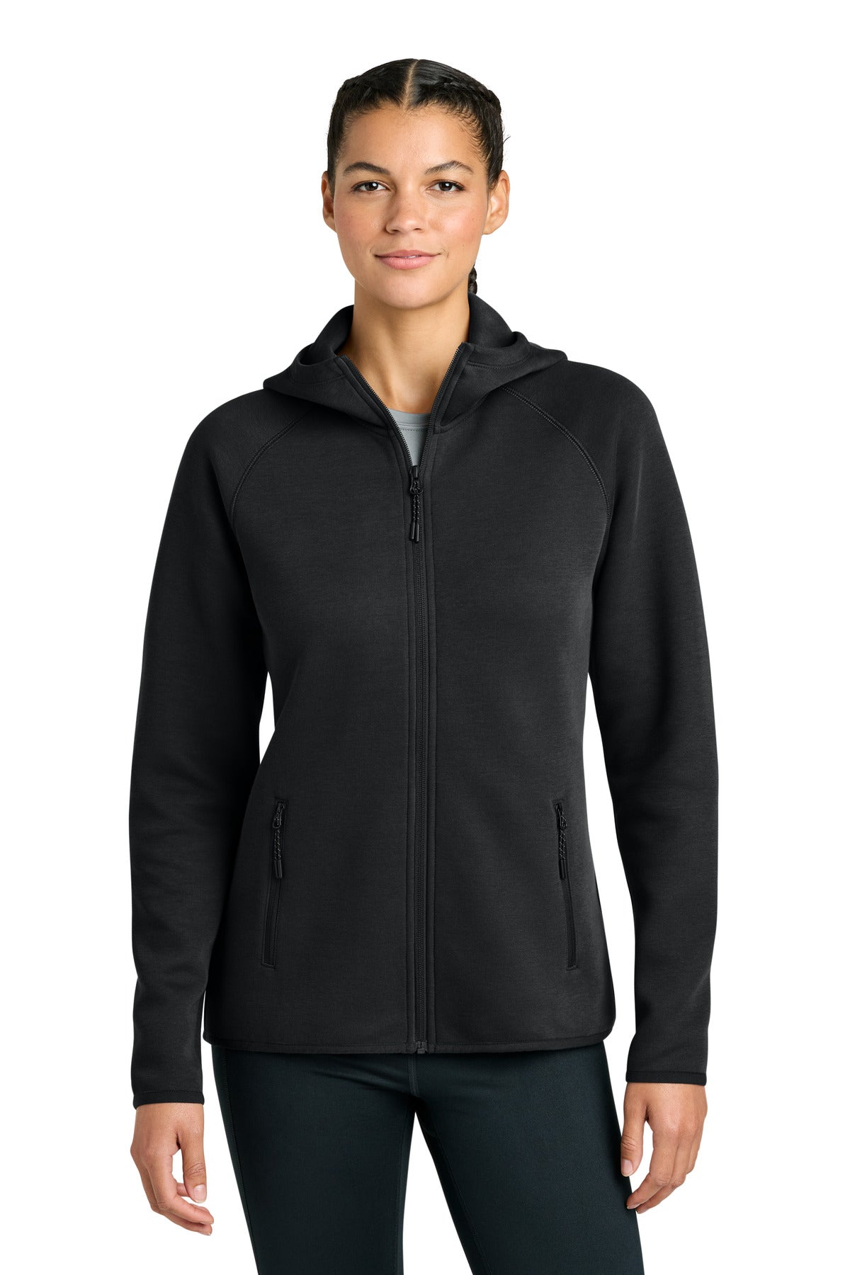 Sport-Tek Women's Phenom Full-Zip Hoodie LST840 in Black