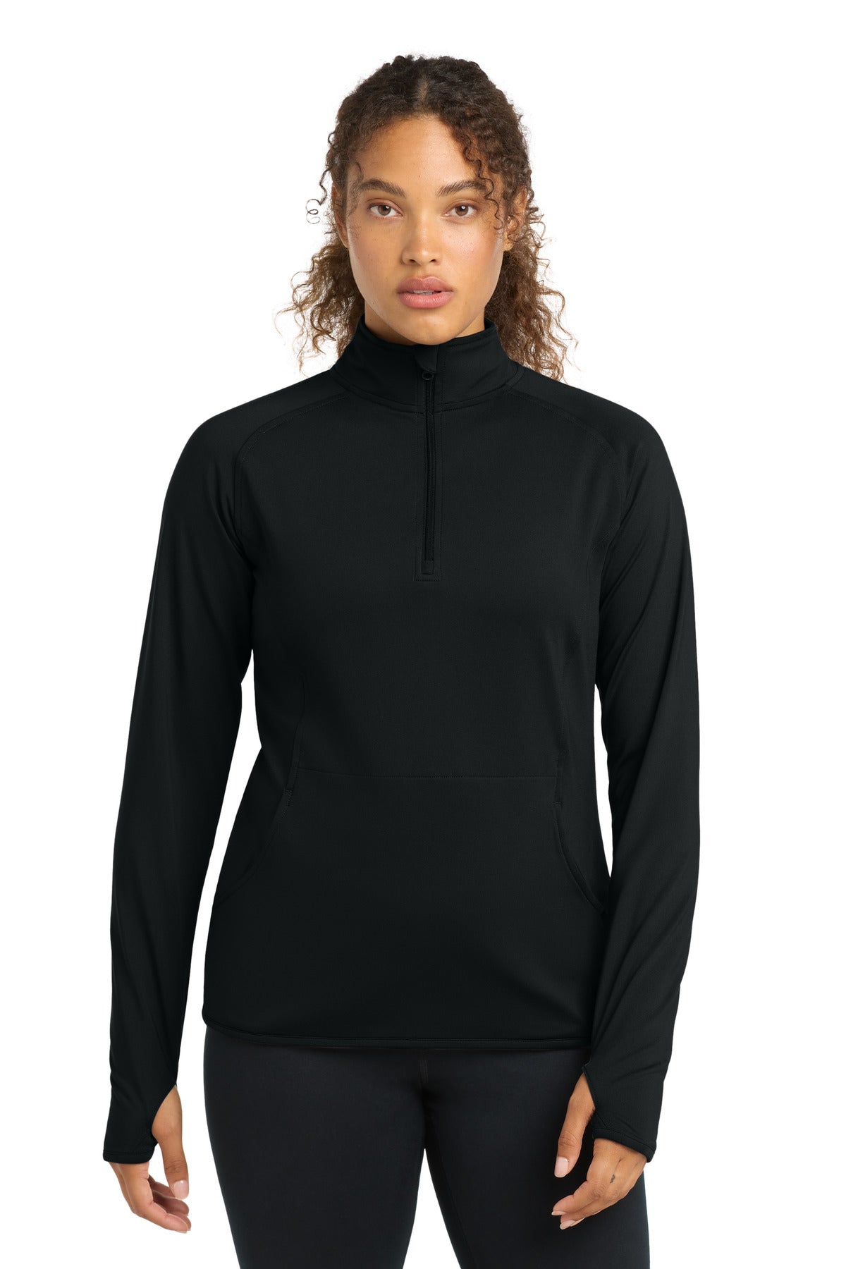 Sport-Tek Women's Sport-Wick Stretch 1/4-Zip Pullover. LST850 in Black