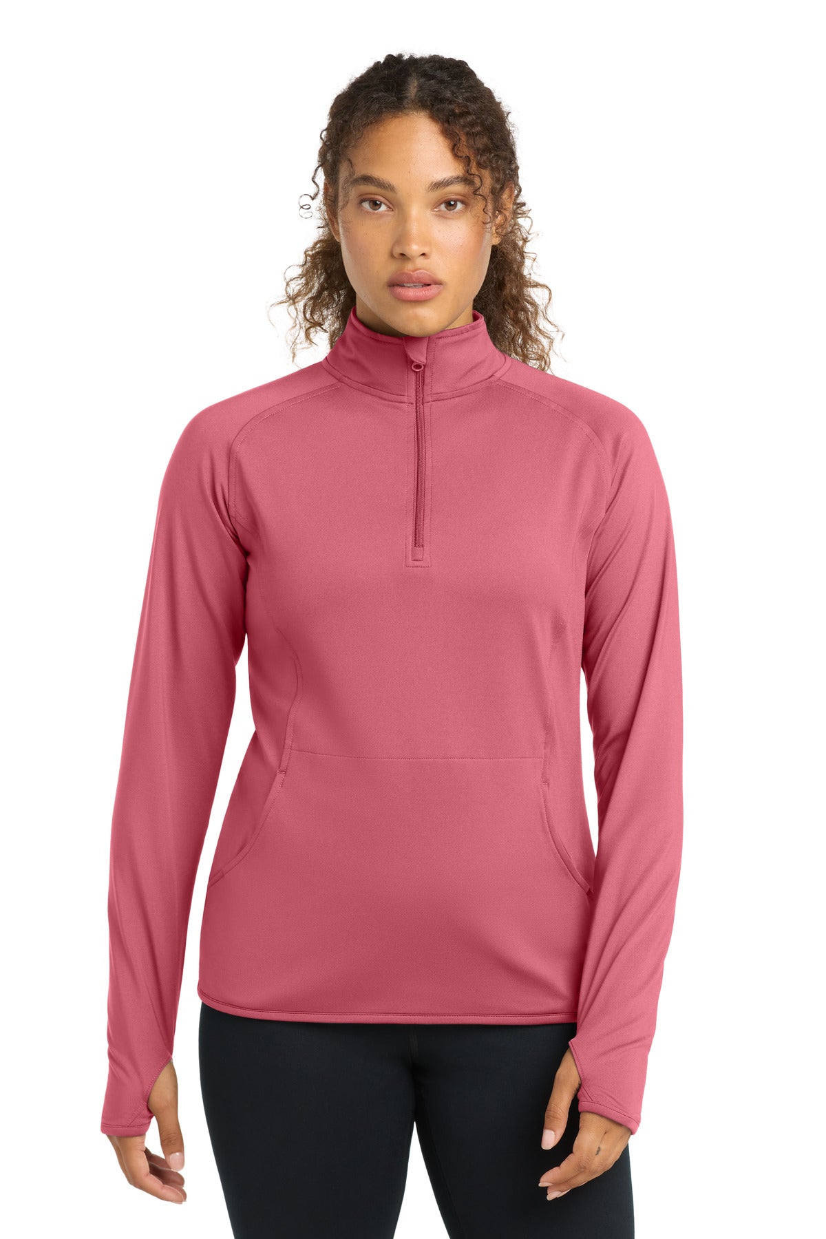 Sport-Tek Women's Sport-Wick Stretch 1/4-Zip Pullover. LST850 in Dusty Rose