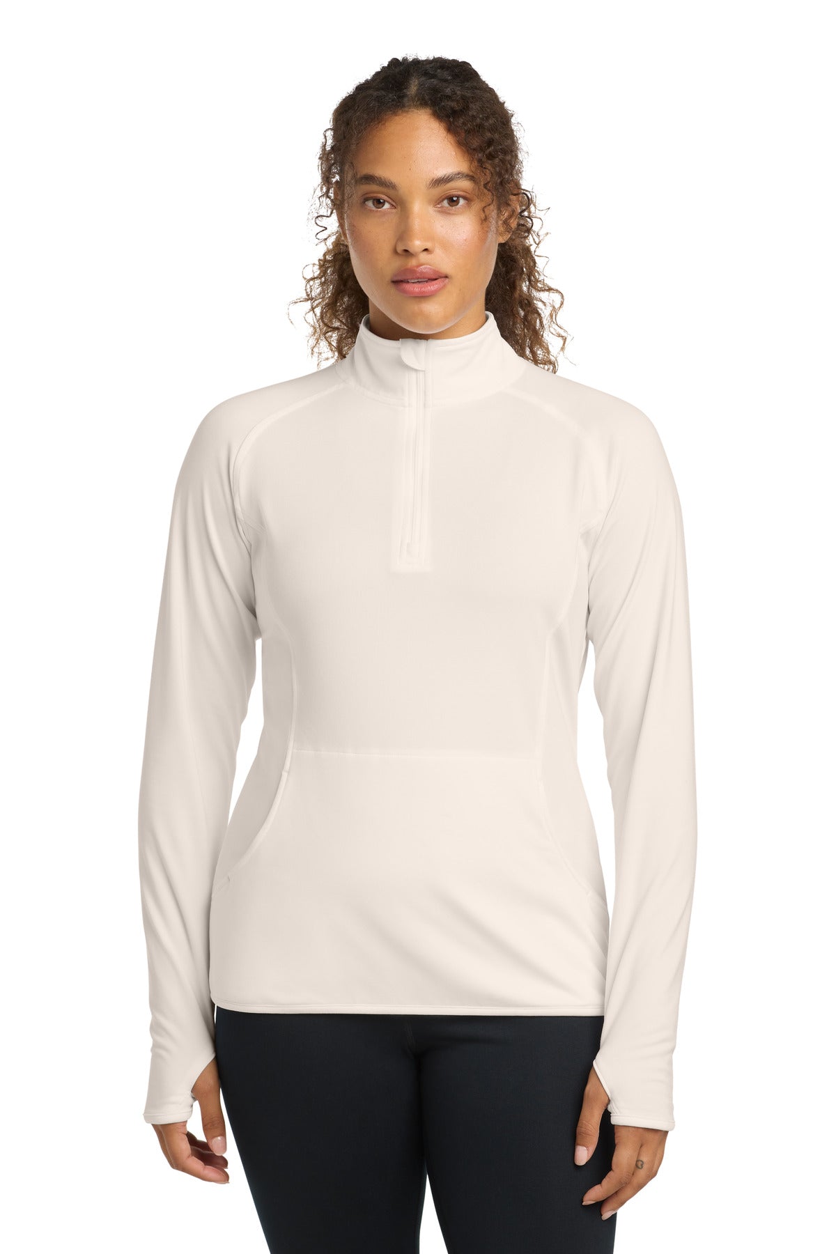 Sport-Tek Women's Sport-Wick Stretch 1/4-Zip Pullover. LST850 in Ecru