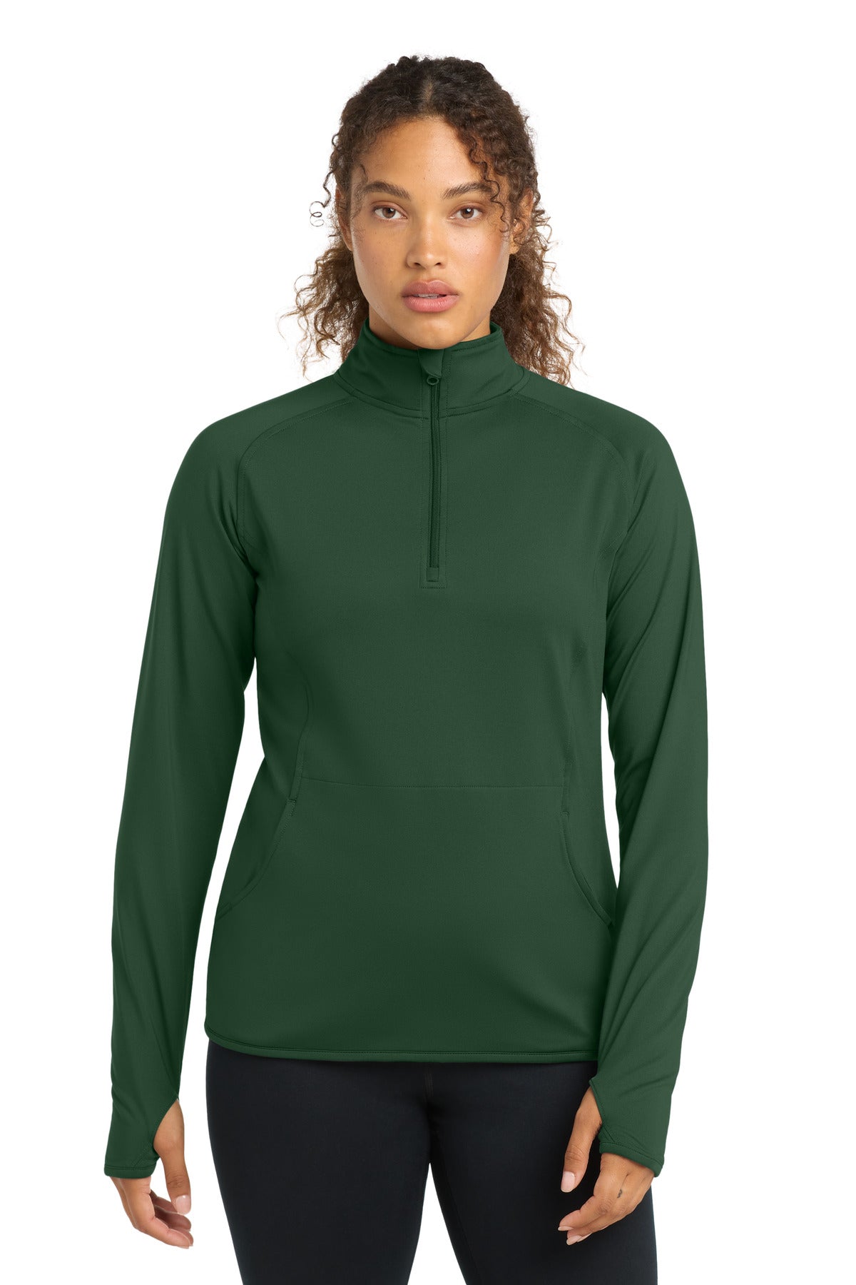 Sport-Tek Women's Sport-Wick Stretch 1/4-Zip Pullover. LST850 in Forest Green