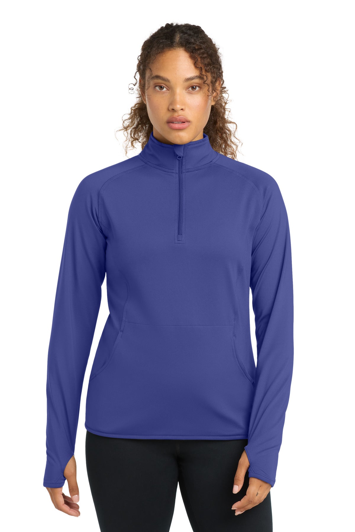 Sport-Tek Women's Sport-Wick Stretch 1/4-Zip Pullover. LST850 in Iris Purple