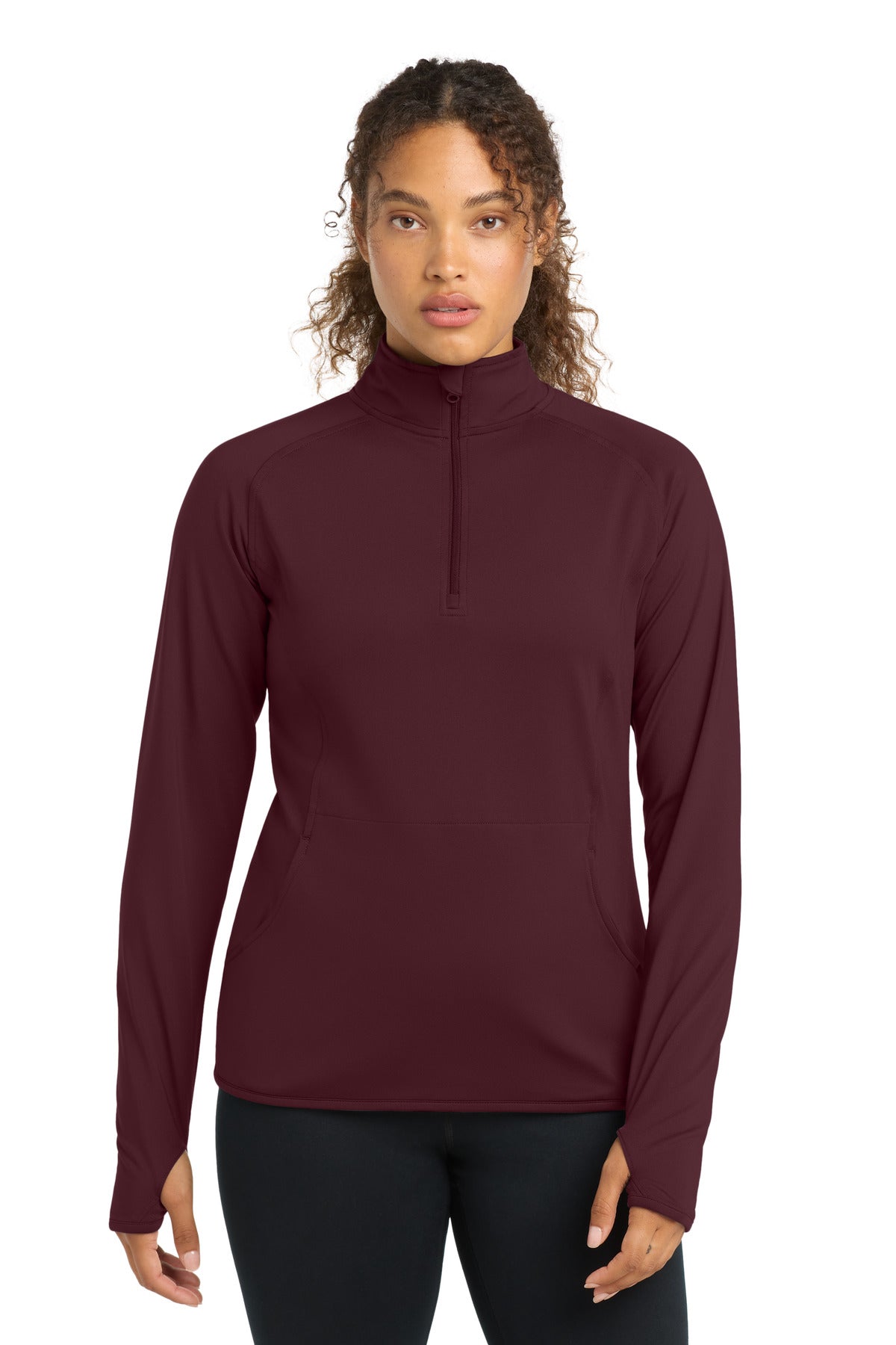 Sport-Tek Women's Sport-Wick Stretch 1/4-Zip Pullover. LST850 in Maroon