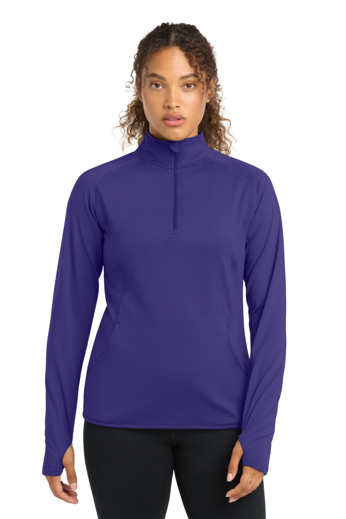 Sport-Tek Women's Sport-Wick Stretch 1/4-Zip Pullover. LST850 in Purple