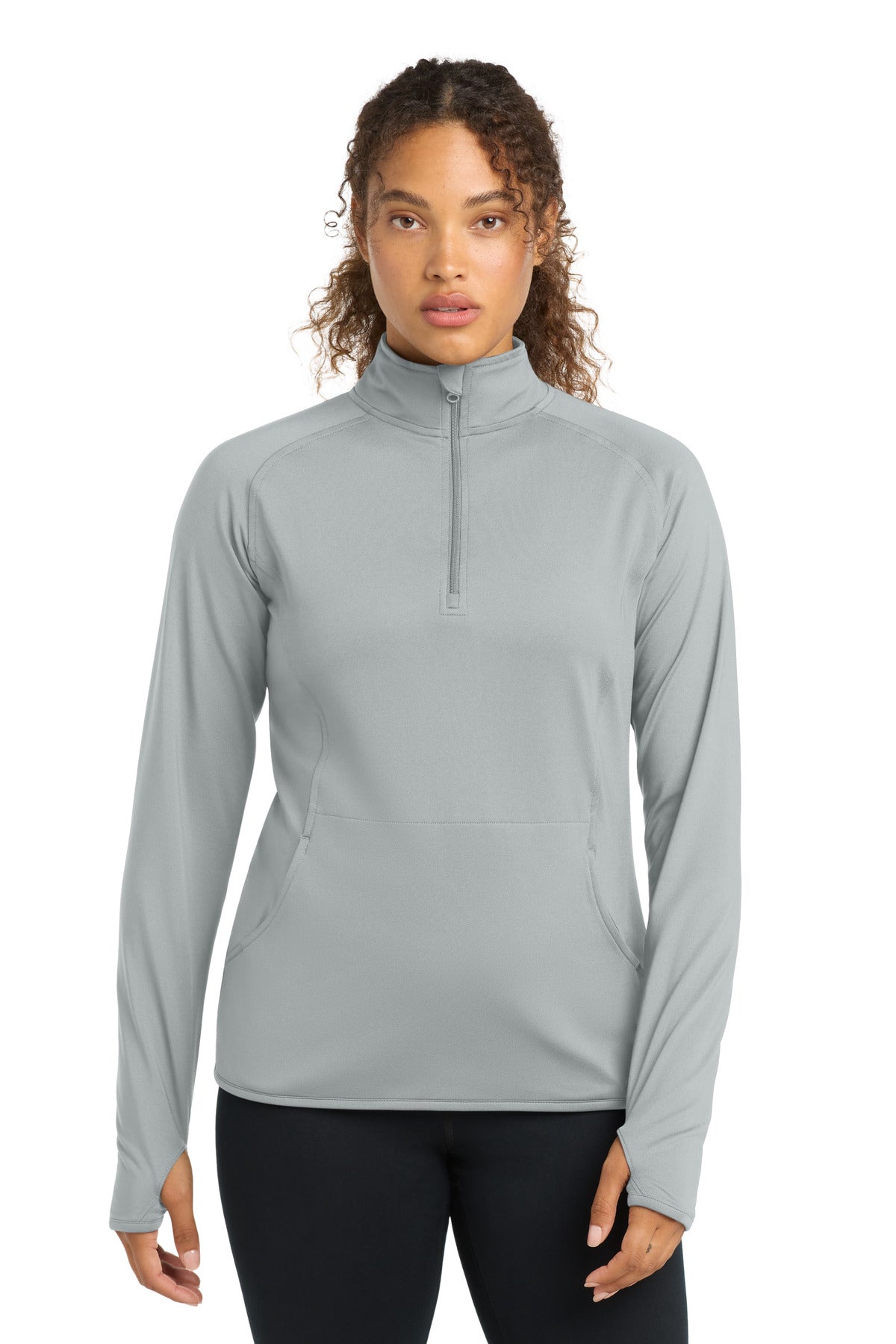 Sport-Tek Women's Sport-Wick Stretch 1/4-Zip Pullover. LST850 in Silver