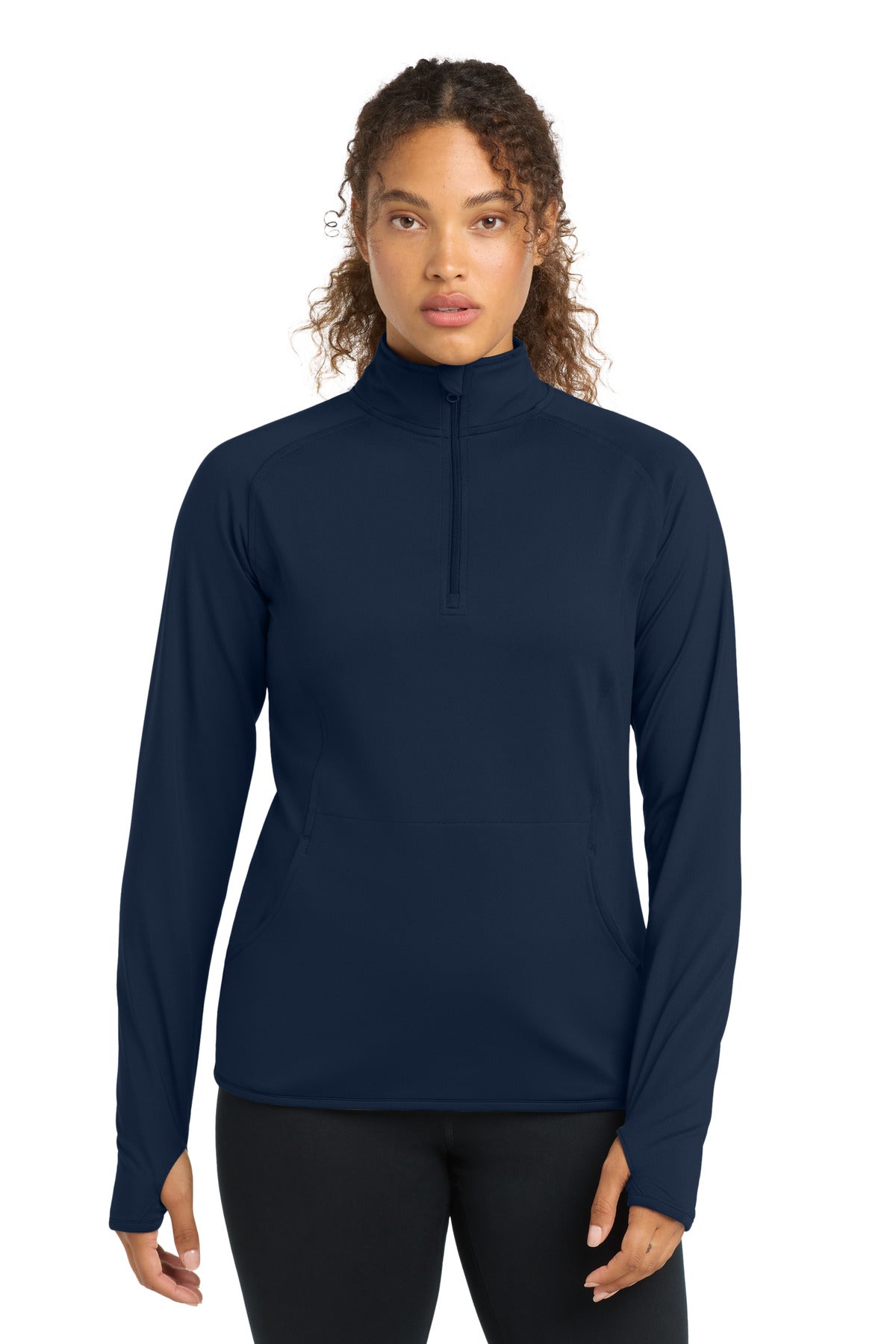Sport-Tek Women's Sport-Wick Stretch 1/4-Zip Pullover. LST850 in True Navy
