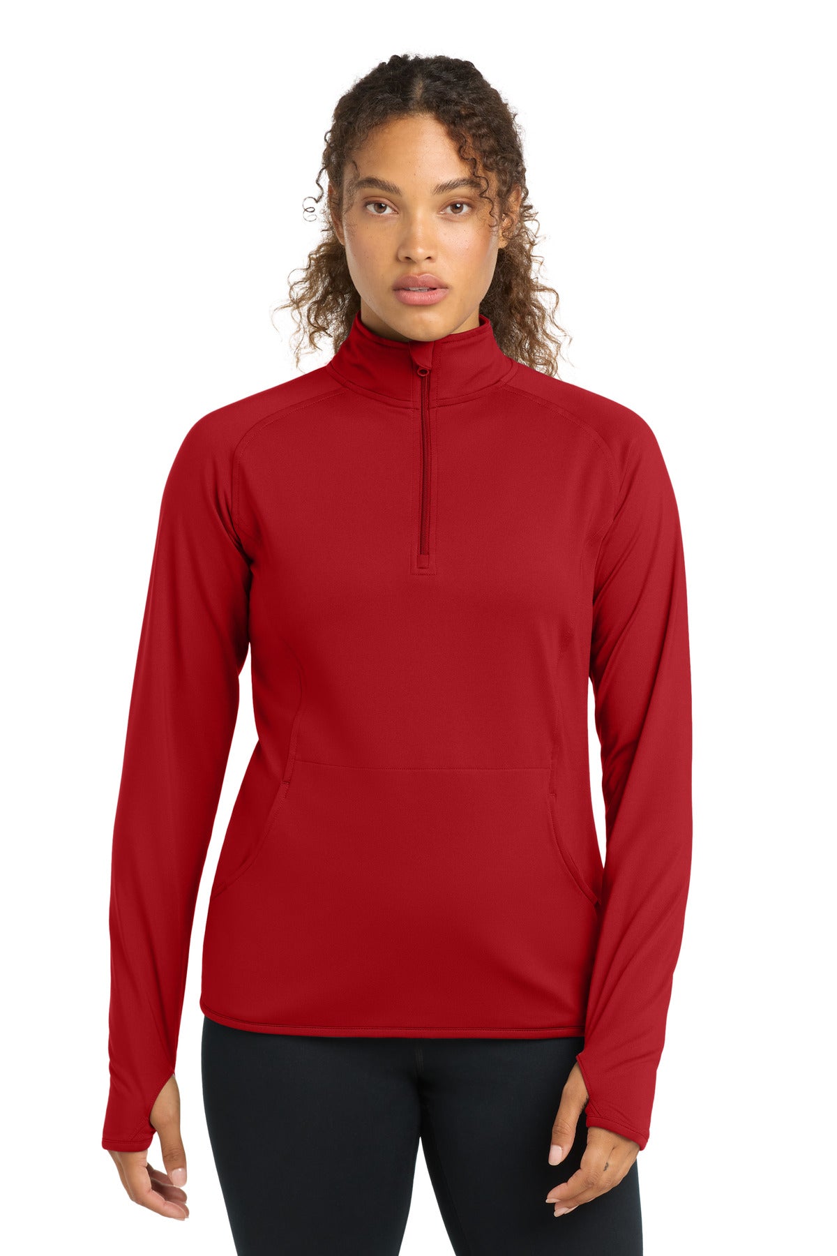 Sport-Tek Women's Sport-Wick Stretch 1/4-Zip Pullover. LST850 in True Red