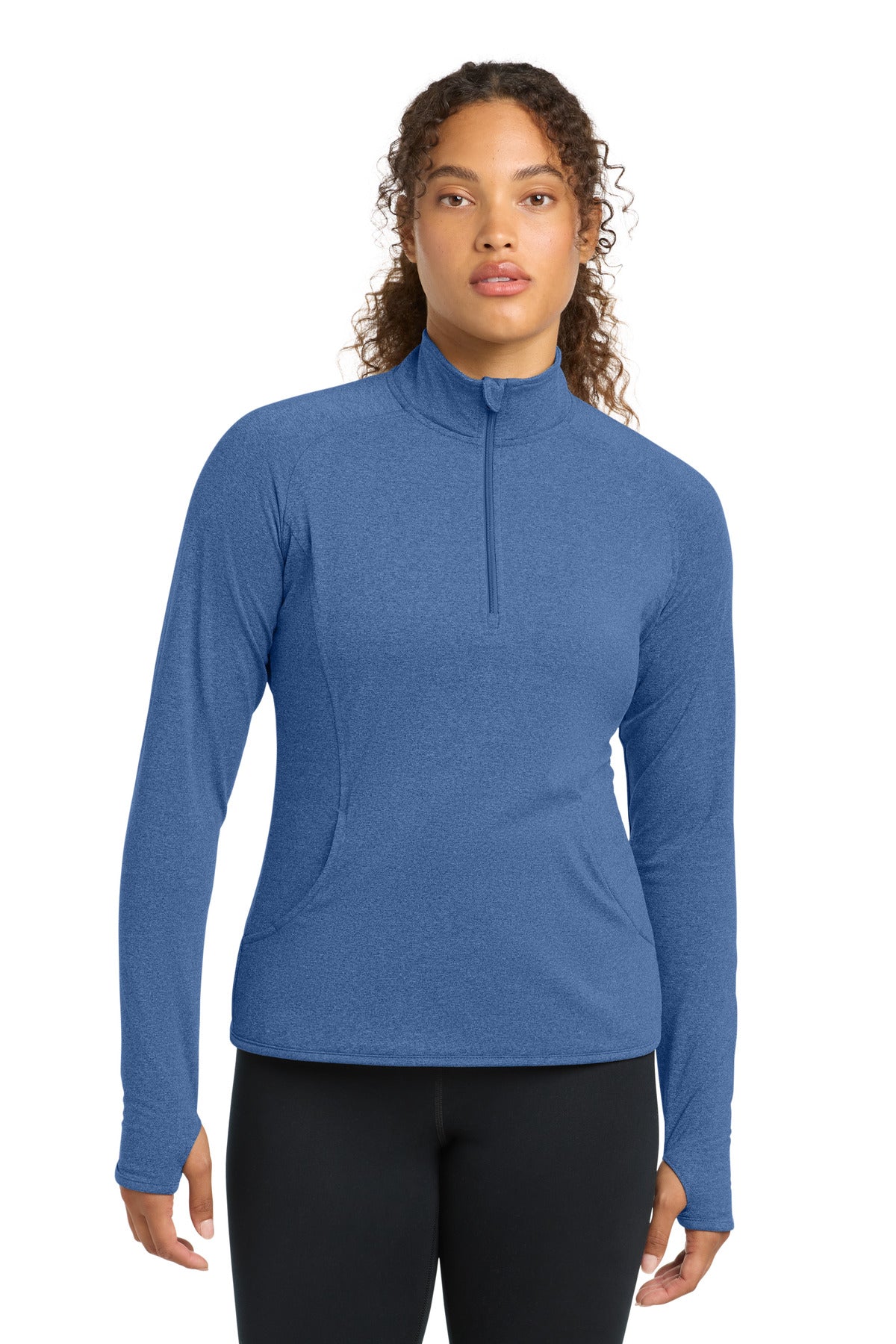 Sport-Tek Women's Sport-Wick Stretch 1/4-Zip Pullover. LST850 in True Royal Heather