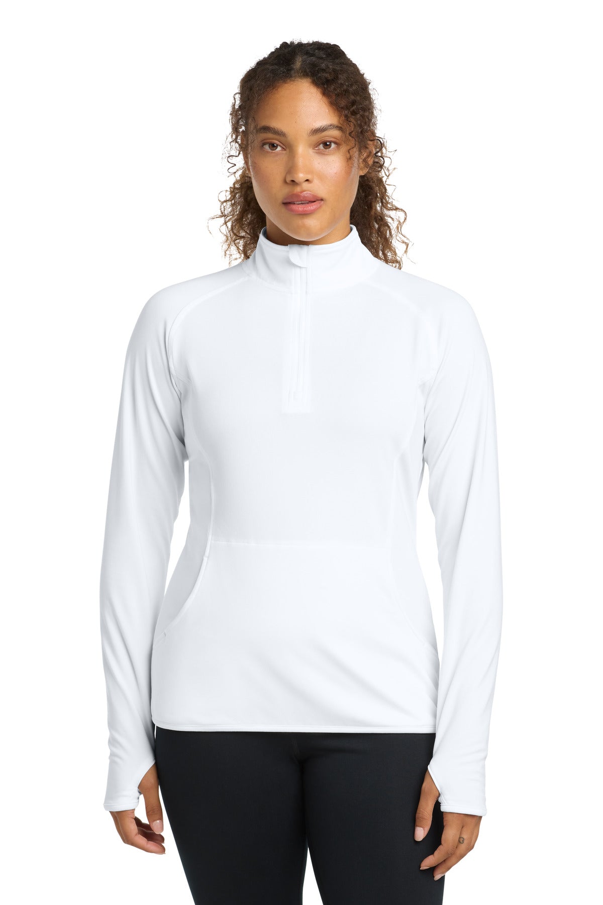 Sport-Tek Women's Sport-Wick Stretch 1/4-Zip Pullover. LST850 in White